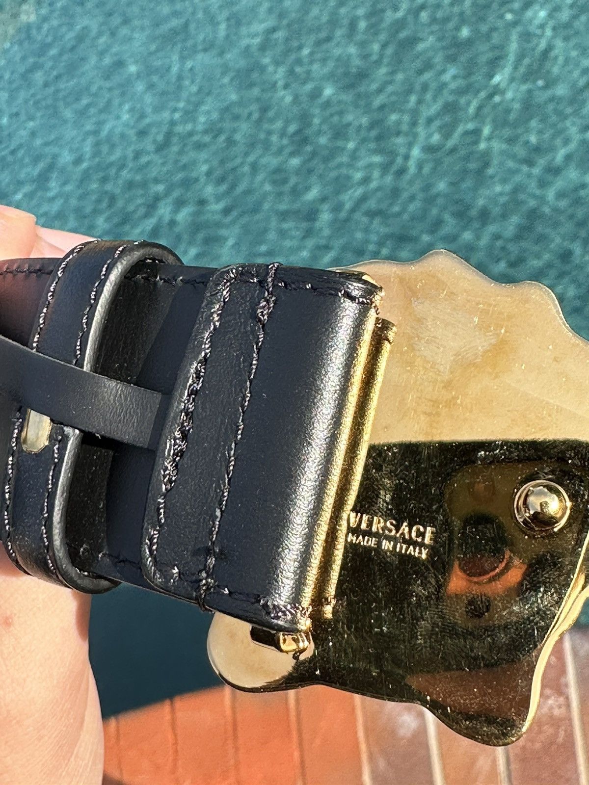 Versace LA MEDUSA LEATHER BELT 4 CM Size 38 - 4 Thumbnail