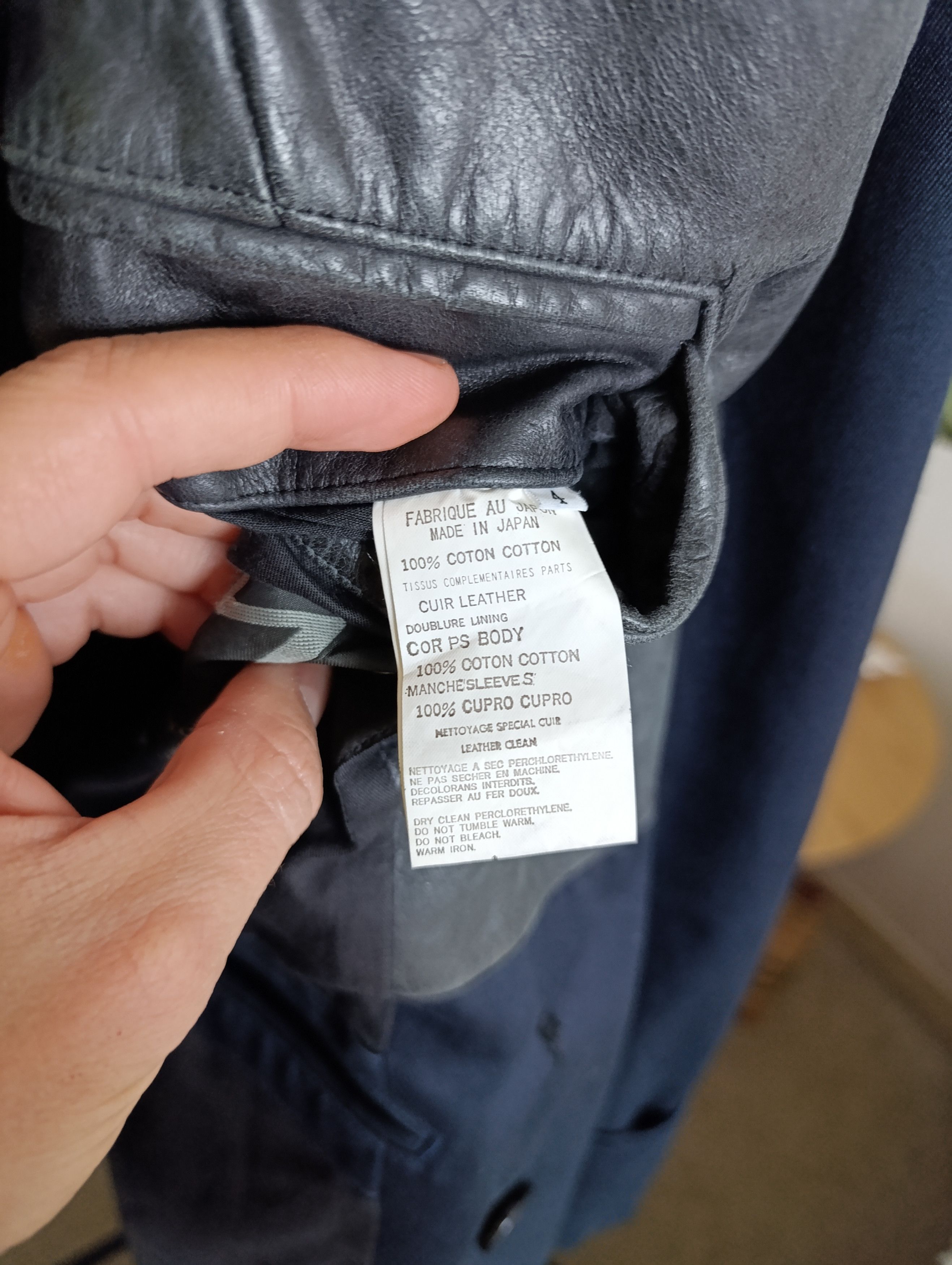 Yohji Yamamoto YOHJI YAMAMOTO Y'S MENS LEATHER SWITCHING COLOR DOUBLE COAT Size US XL / EU 56 / 4 - 13 Thumbnail