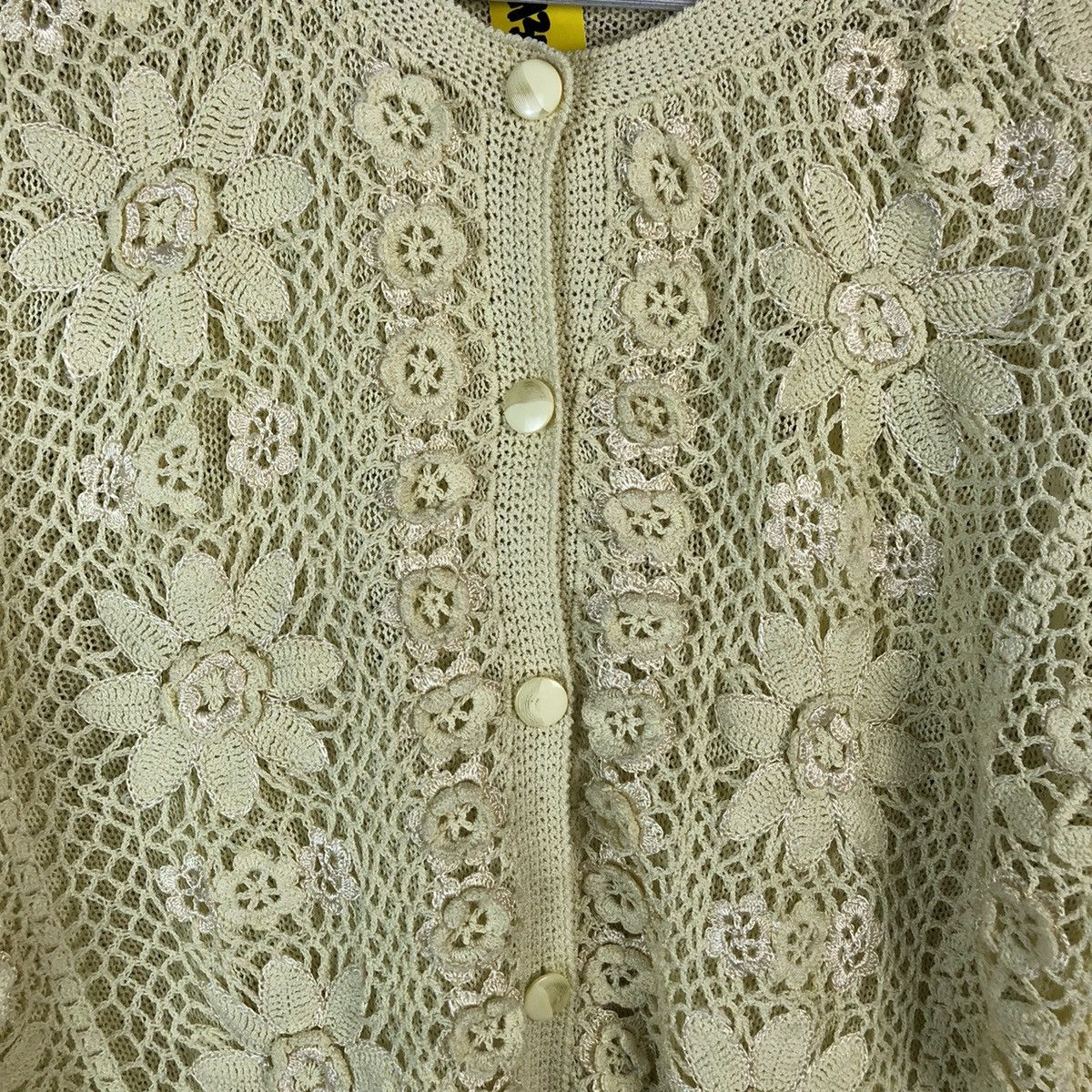 Japanese Brand Micaella Patterned crochet meshnet Cardigan Knitwear #A1343 Size M / US 6-8 / IT 42-44 - 9 Thumbnail