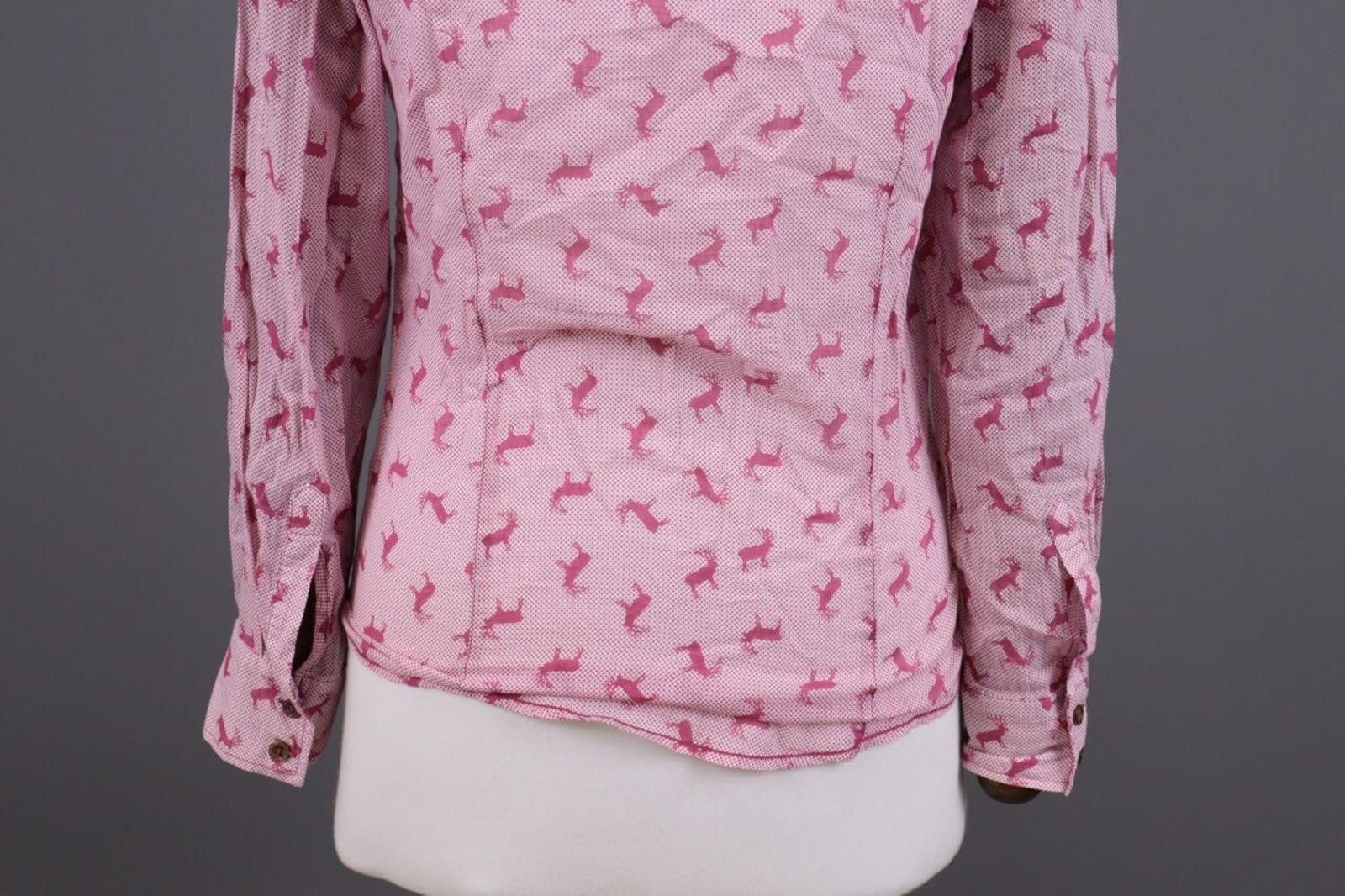 Designer Emily Van Den Bergh Pink Deer Print Blouse Shirt Size 36 / S Size M / US 6-8 / IT 42-44 - 8 Thumbnail