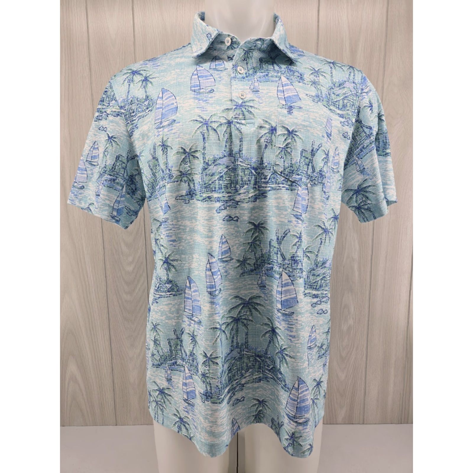 Izod Izod Saltwater Polo Shirt Mens L Sailboats Palm Trees All Over Print Polo Shirt Mens L Multicolor Beach Summer 90s? Size US L / EU 52-54 / 3 - 2 Thumbnail