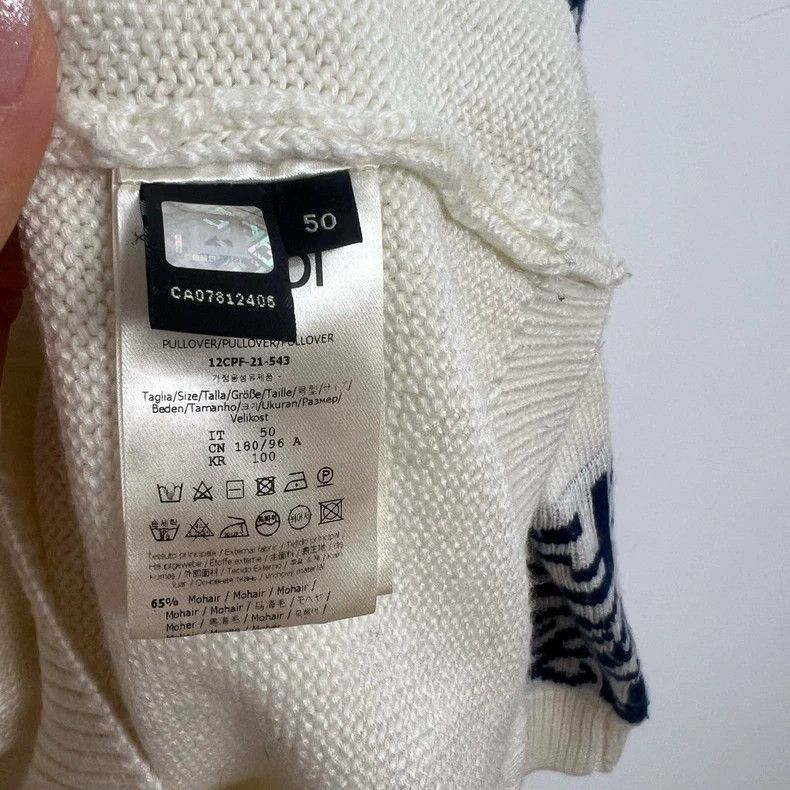 Fendi Fendi Blue White Wool Sweater Size US L / EU 52-54 / 3 - 4 Thumbnail