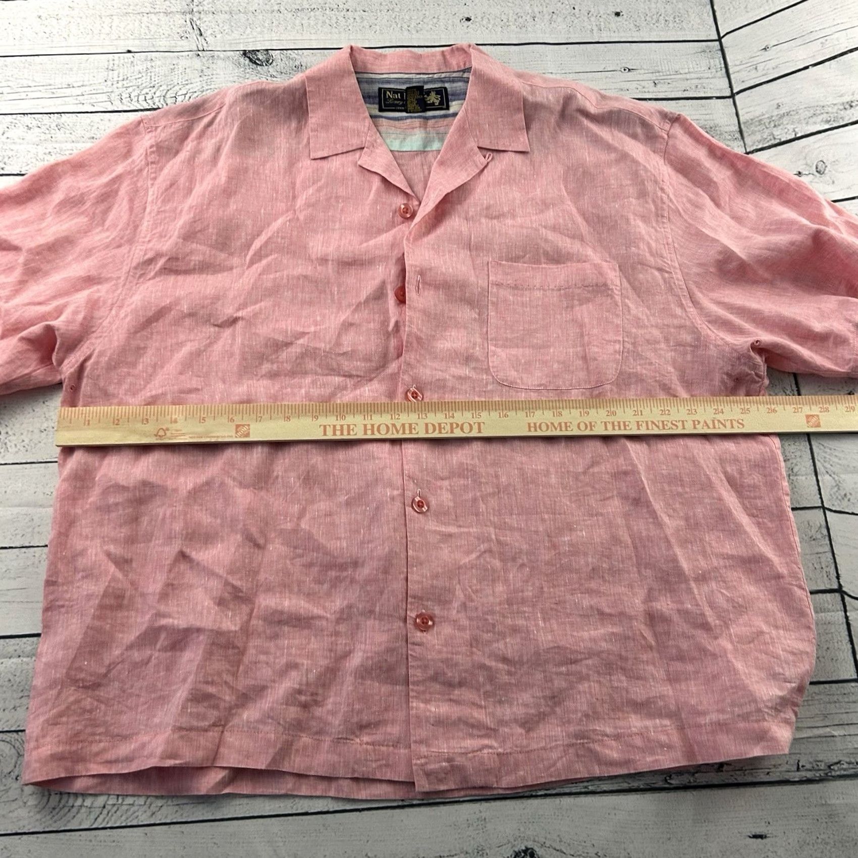 Nat Nast Nat Nast Short Sleeve Linen Button-Up Shirt Men's XL Pink Size US XL / EU 56 / 4 - 4 Thumbnail