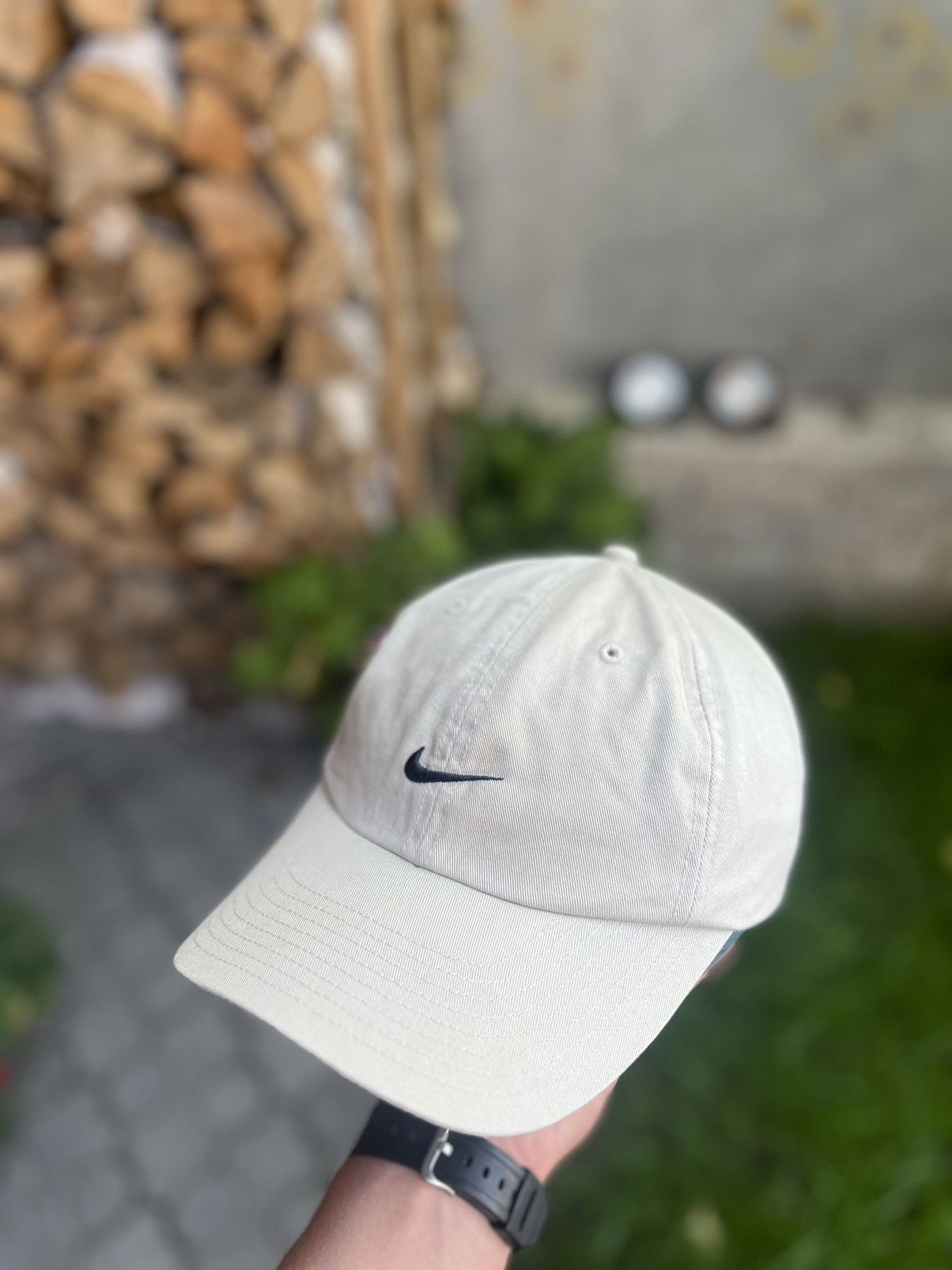 Vintage Nike Vintage Beige Center Logo Hat Cap Size ONE SIZE - 1 Thumbnail