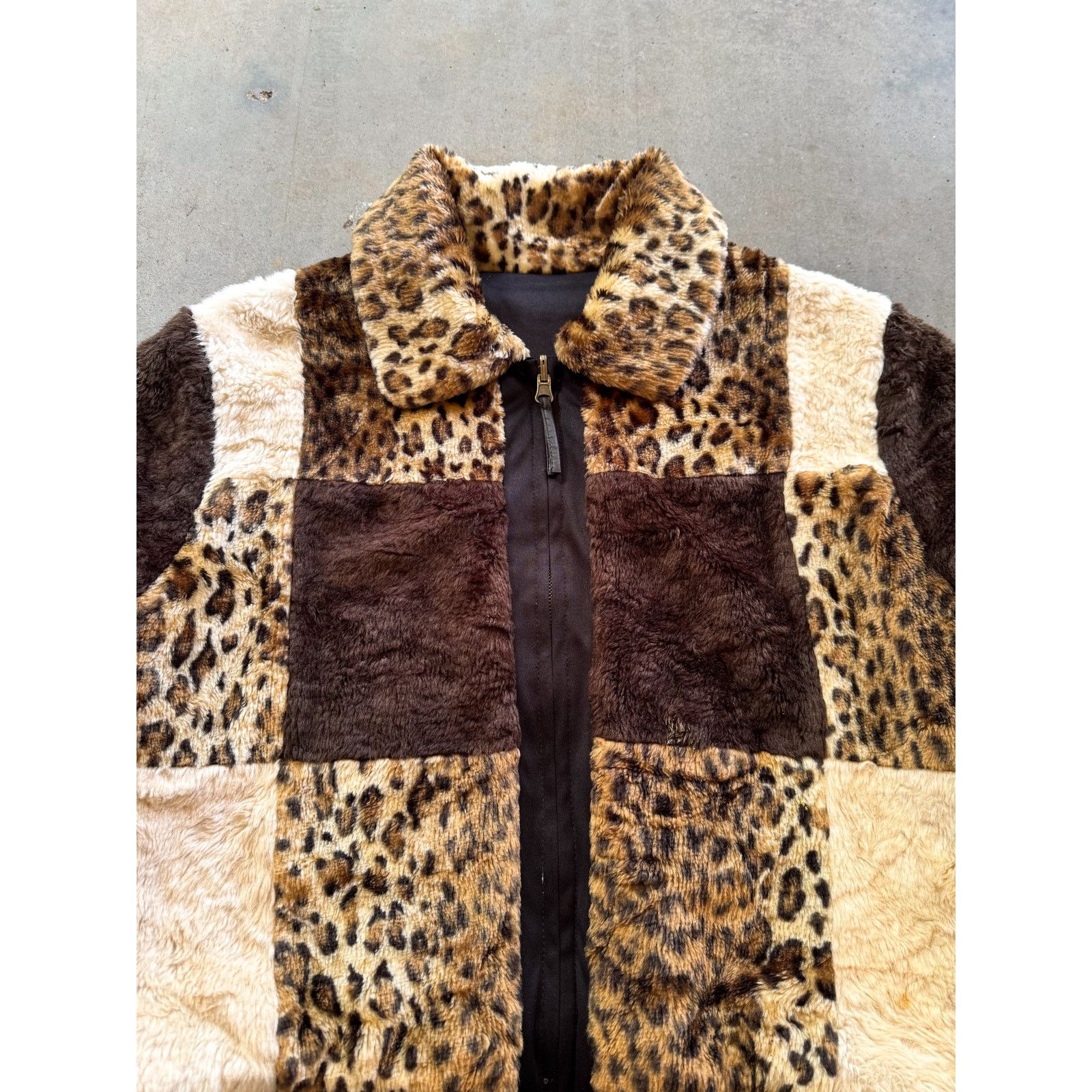 Vintage 2000s Patchwork Fur Jacket Size L Size XL / US 12-14 / IT 48-50 - 2 Thumbnail
