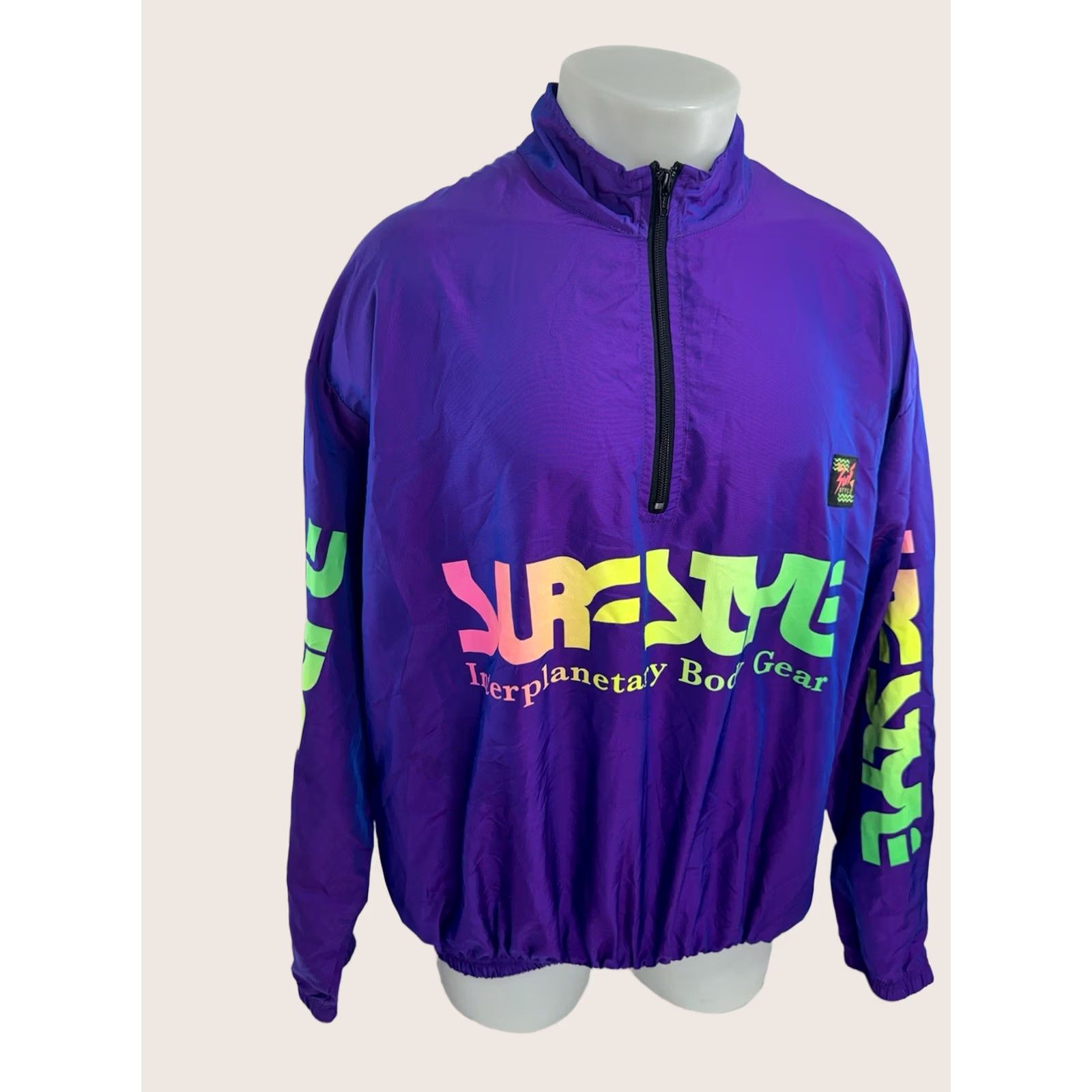 Vintage SURF STYLE Interplanetary Jacket - Vintage Bomber XL Purple - Mens - Nylon Blend - Regular Fit Size US XL / EU 56 / 4 - 1 Thumbnail
