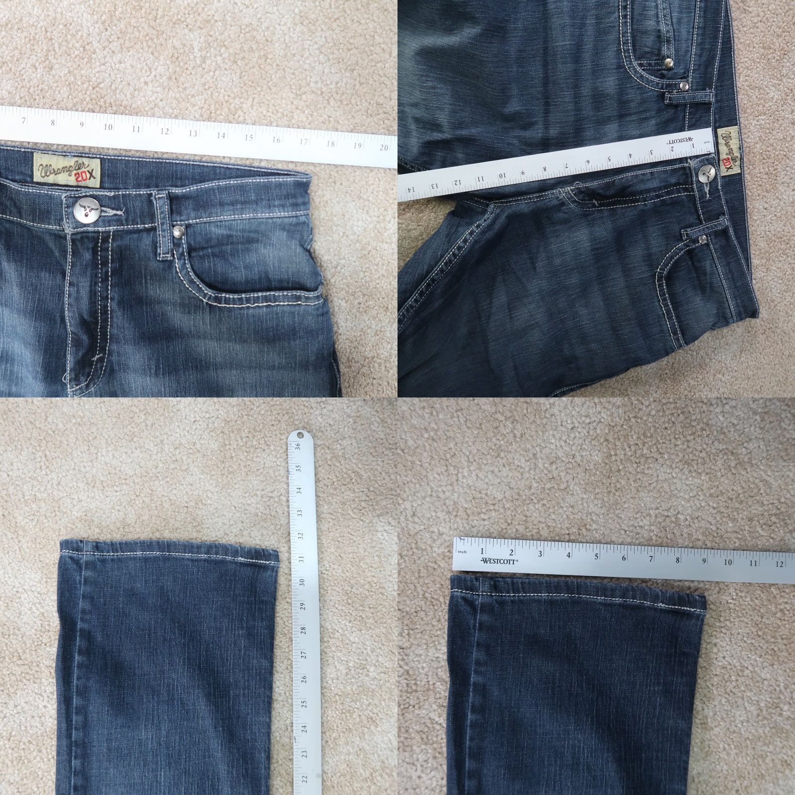 Wrangler Wrangler 20X Bootcut Jeans Men 34x32 Denim Blue Relaxed 5-Pocket Wrangler 20X Cowboy Western Size US 34 / EU 50 - 8 Thumbnail