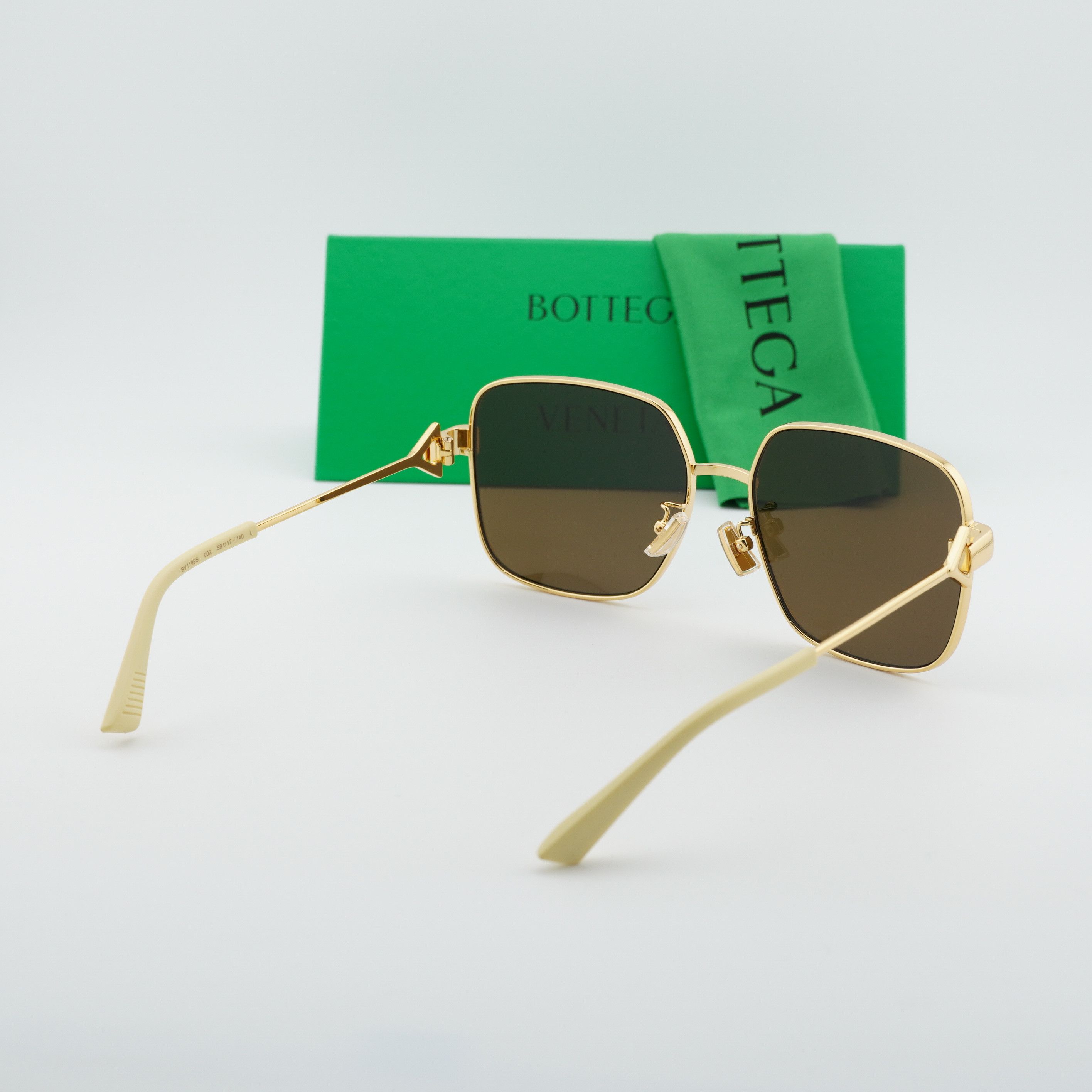 Bottega Veneta Bottega Veneta BV1199S 002 Sunglasses Gold Square Frame Size ONE SIZE - 10 Thumbnail