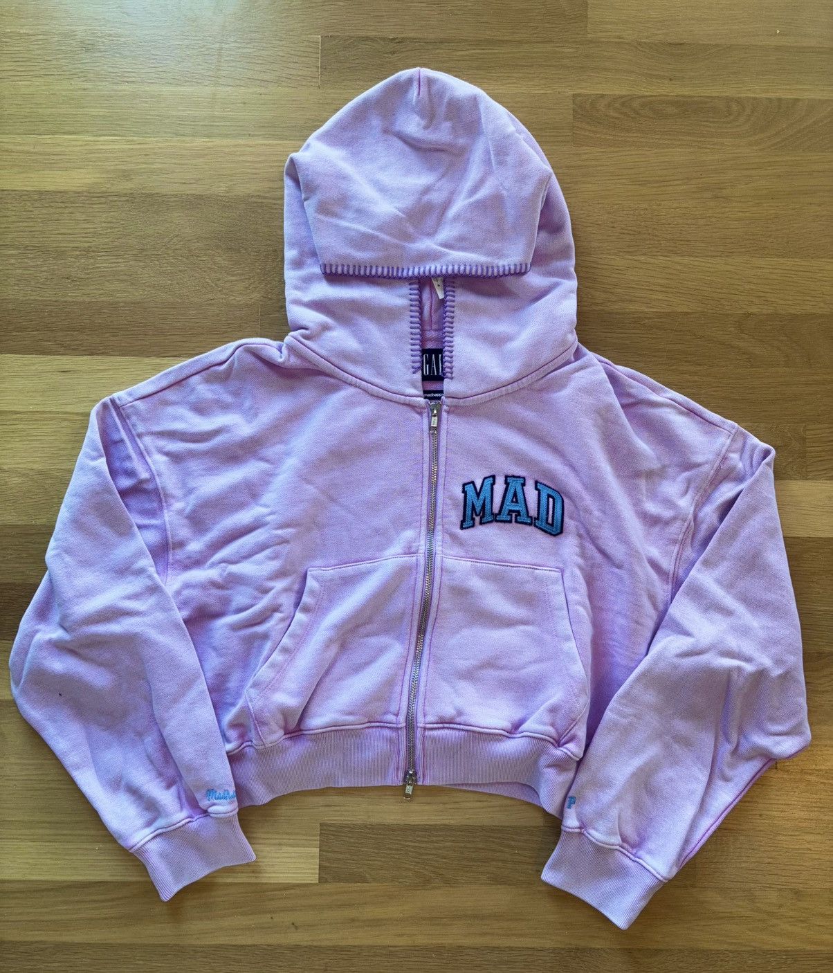 Gap × Madhappy Gap x MadHappy Lavender Full Zip Cropped Mad Logo Hoodie Size XS / US 0-2 / IT 36-38 - 2 Thumbnail