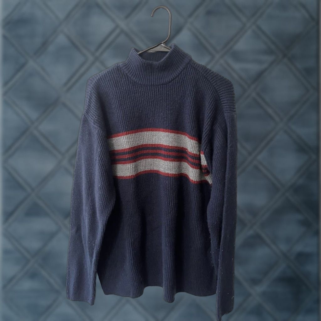 Aeropostale Aeropostale Sweater Mens Medium Navy Striped Knit Crewneck Pullover Y2K Casual Fall Winter Mens Size US M / EU 48-50 / 2 - 1 Thumbnail
