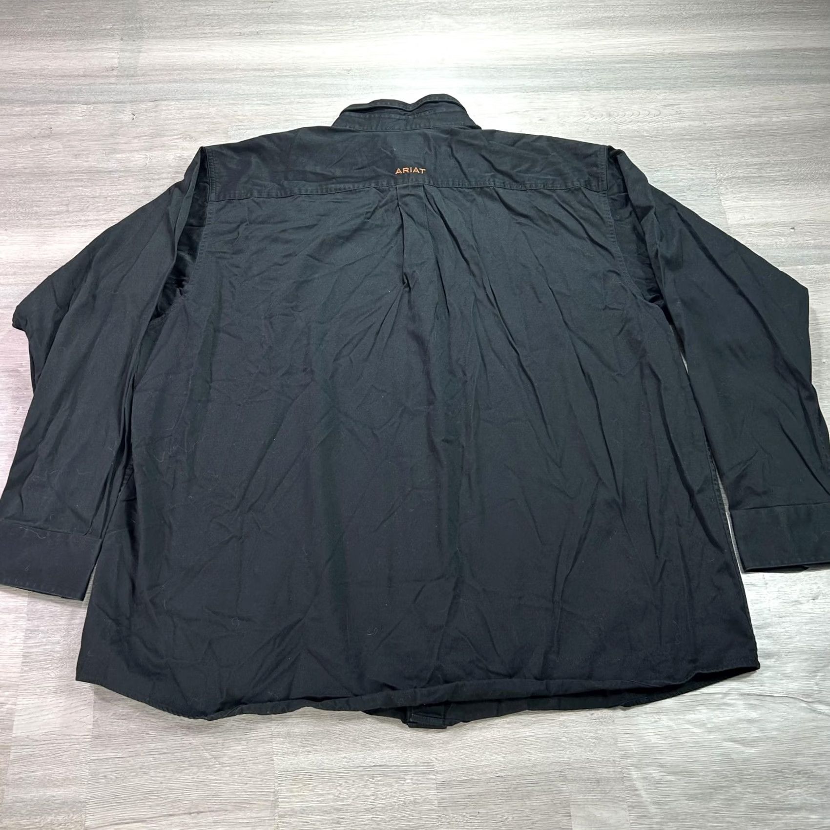 Ariat Ariat Shirt Mens 2XL Black Solid Long Sleeve Button Up Cotton Western Casual Size US XXL / EU 58 / 5 - 2 Thumbnail