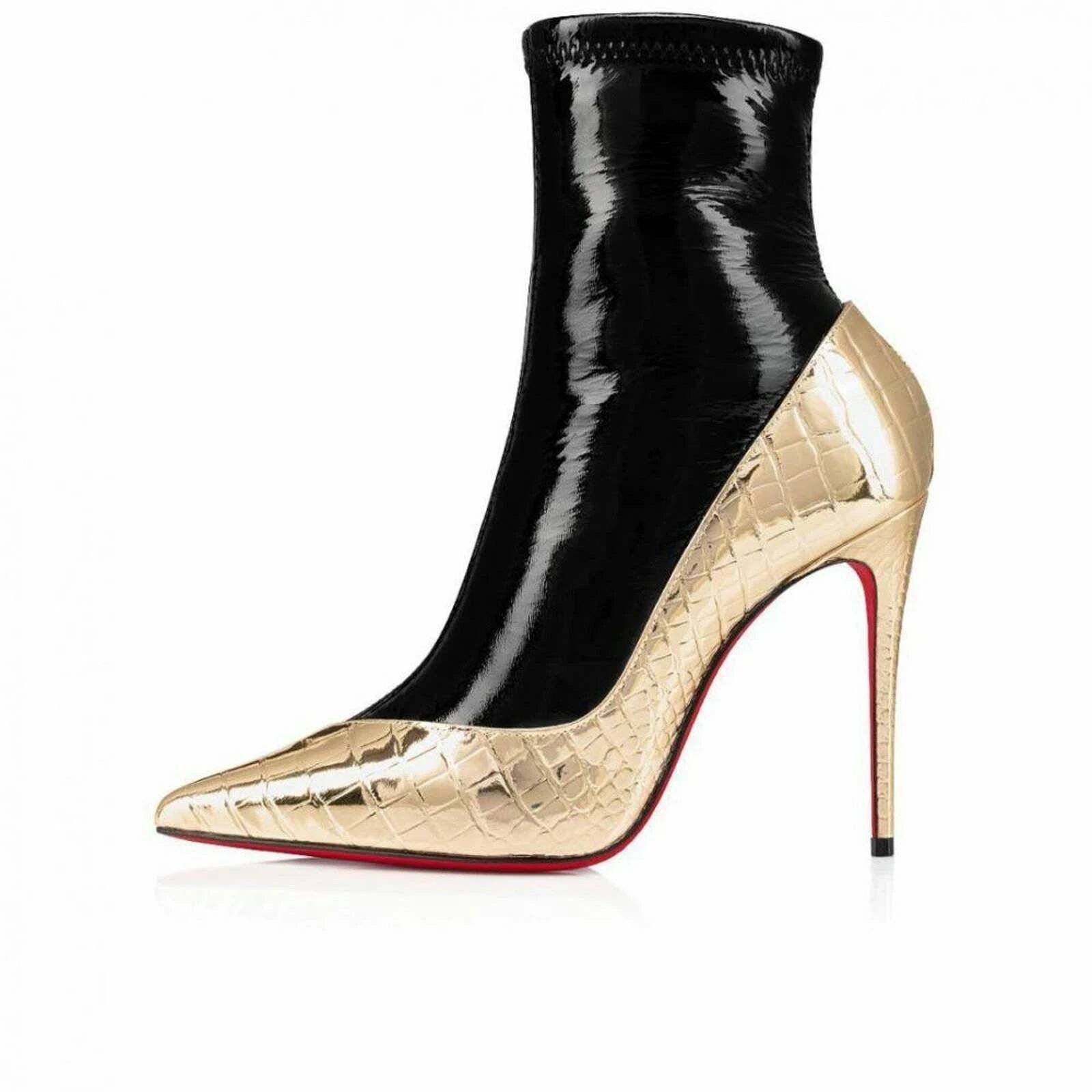 Christian Louboutin Christian Louboutin Bibooty 100 Black Platine Gold Patent Size US 10 / IT 40 - 3 Thumbnail