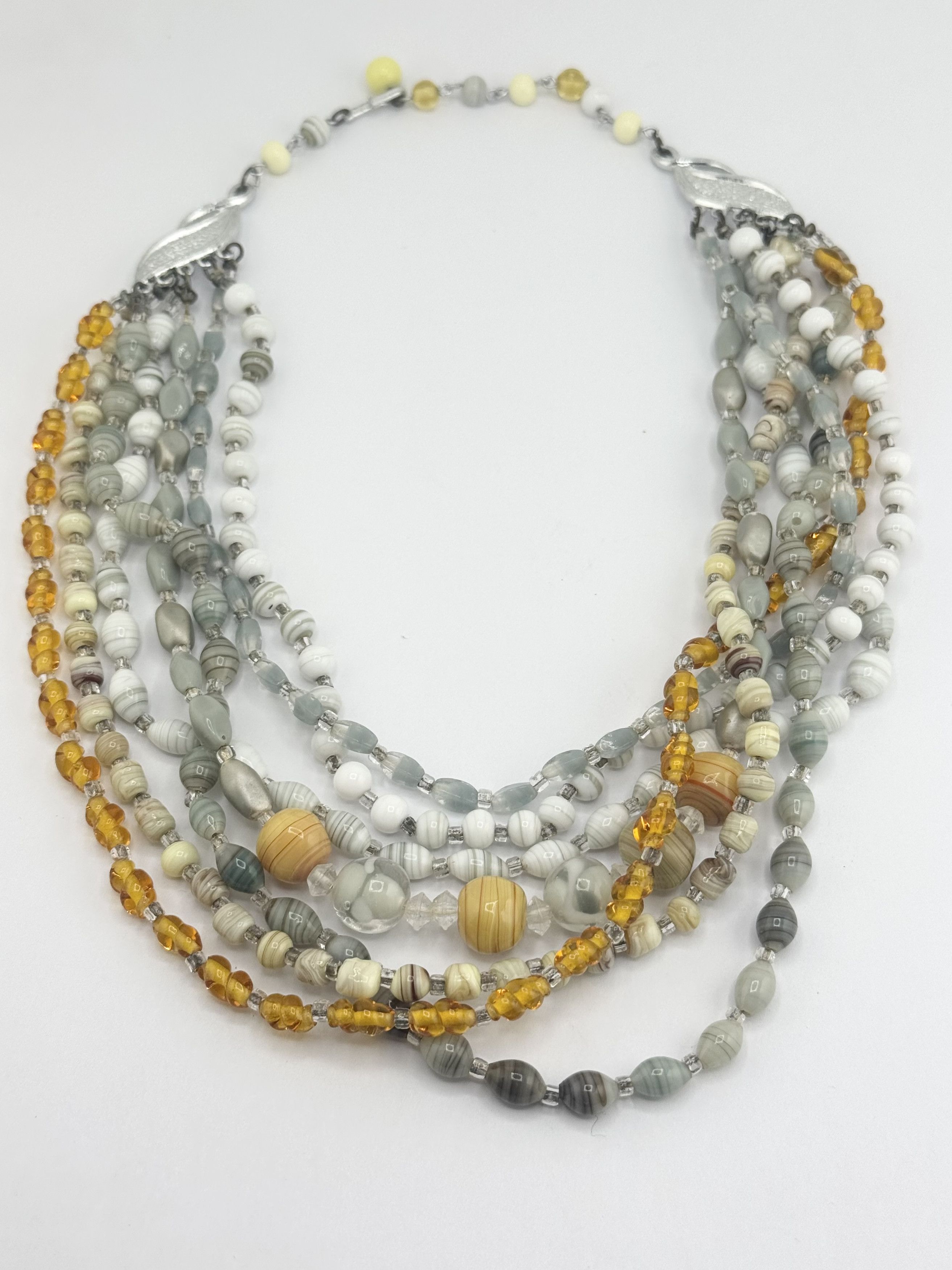 Vintage Vintage glass multi chain beaded collar necklace Size ONE SIZE - 3 Thumbnail