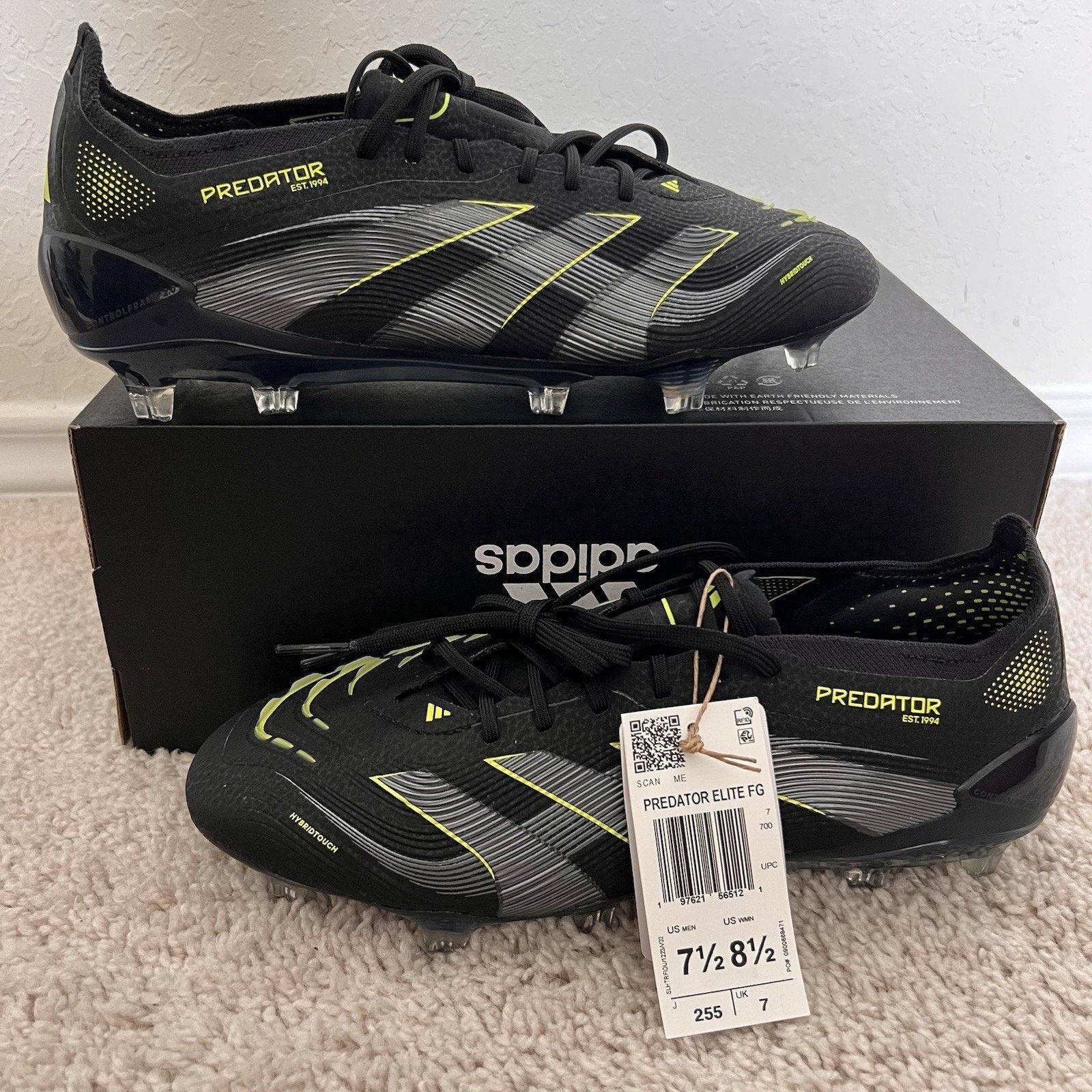 Adidas Adidas Predator Elite FG Electric Stealth Pack Cleats 7.5 Size US 7.5 / EU 40-41 - 1 Thumbnail
