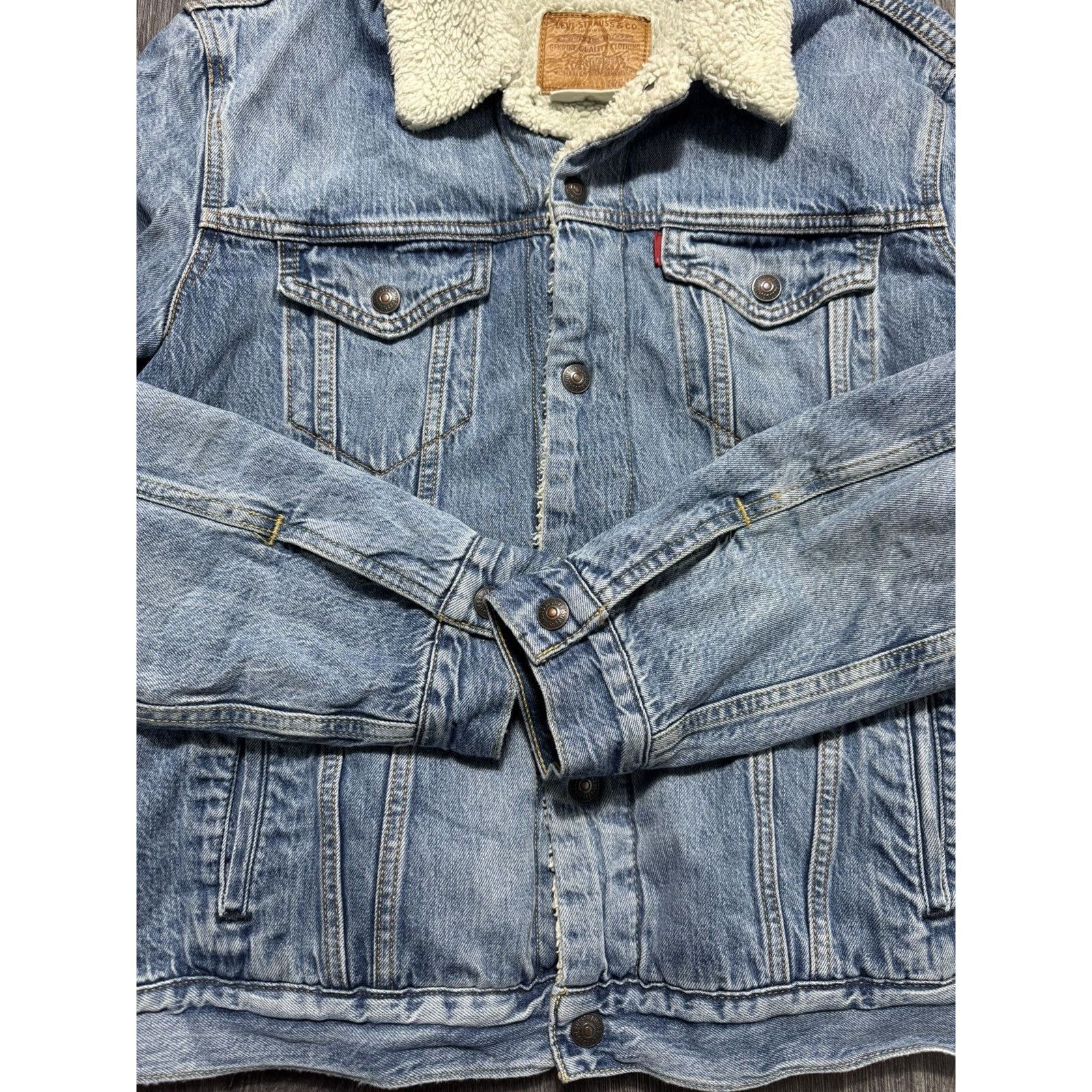 Levi's × Vintage Levi's Blue Denim Sherpa Trucker Jacket Size US L / EU 52-54 / 3 - 6 Thumbnail