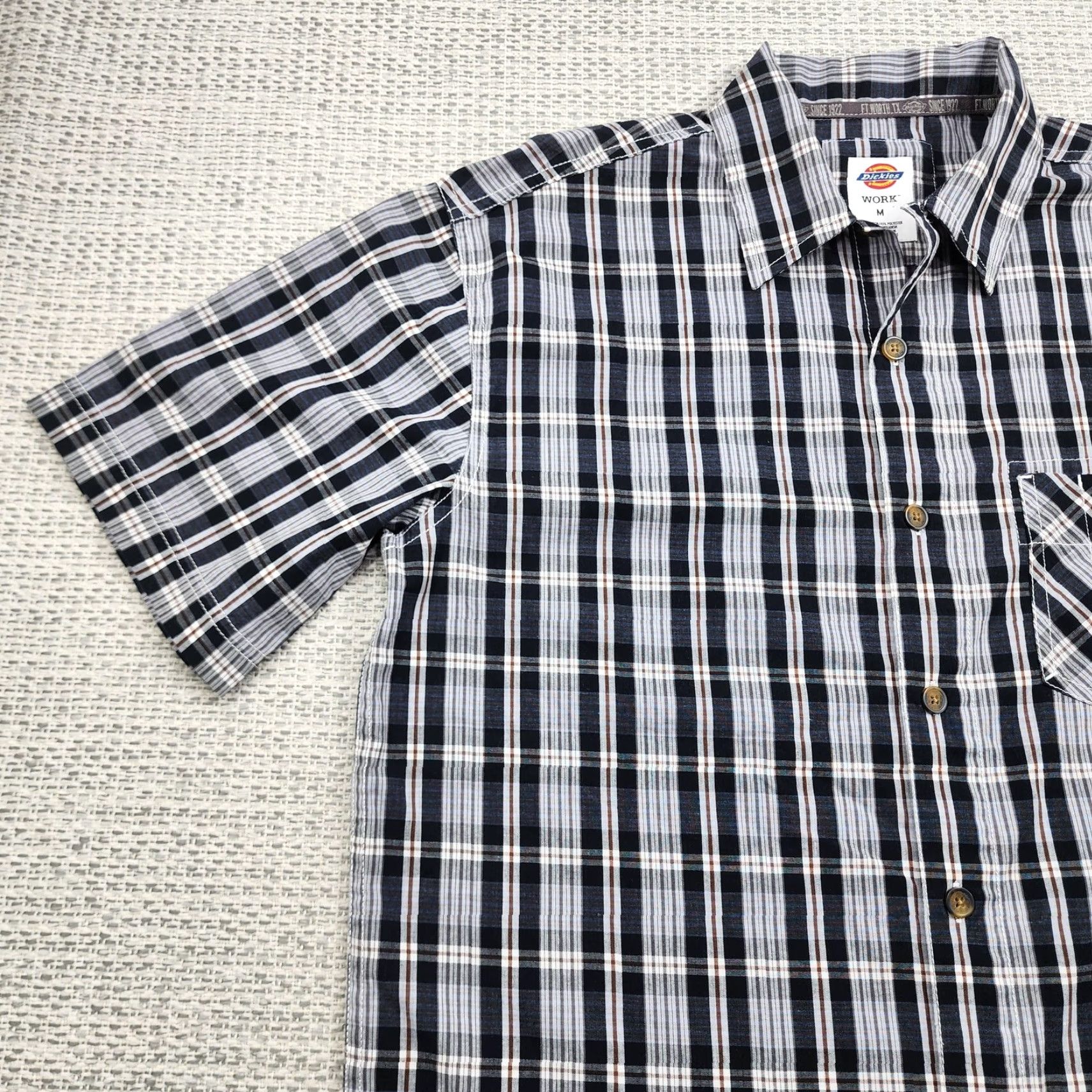 Dickies Dickies Shirt Mens M Gray Black Blue Plaid Short Sleeve Workwear Button Up Size US M / EU 48-50 / 2 - 3 Thumbnail