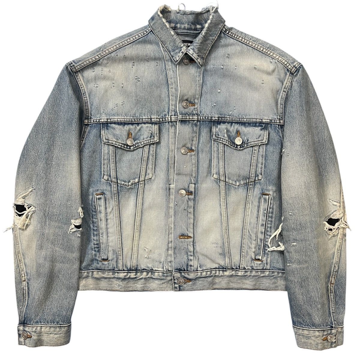 Balenciaga BALENCIAGA 2020AW Demna Gvasalia Distressed Denim Jacket Size US S / EU 44-46 / 1 - 1 Thumbnail
