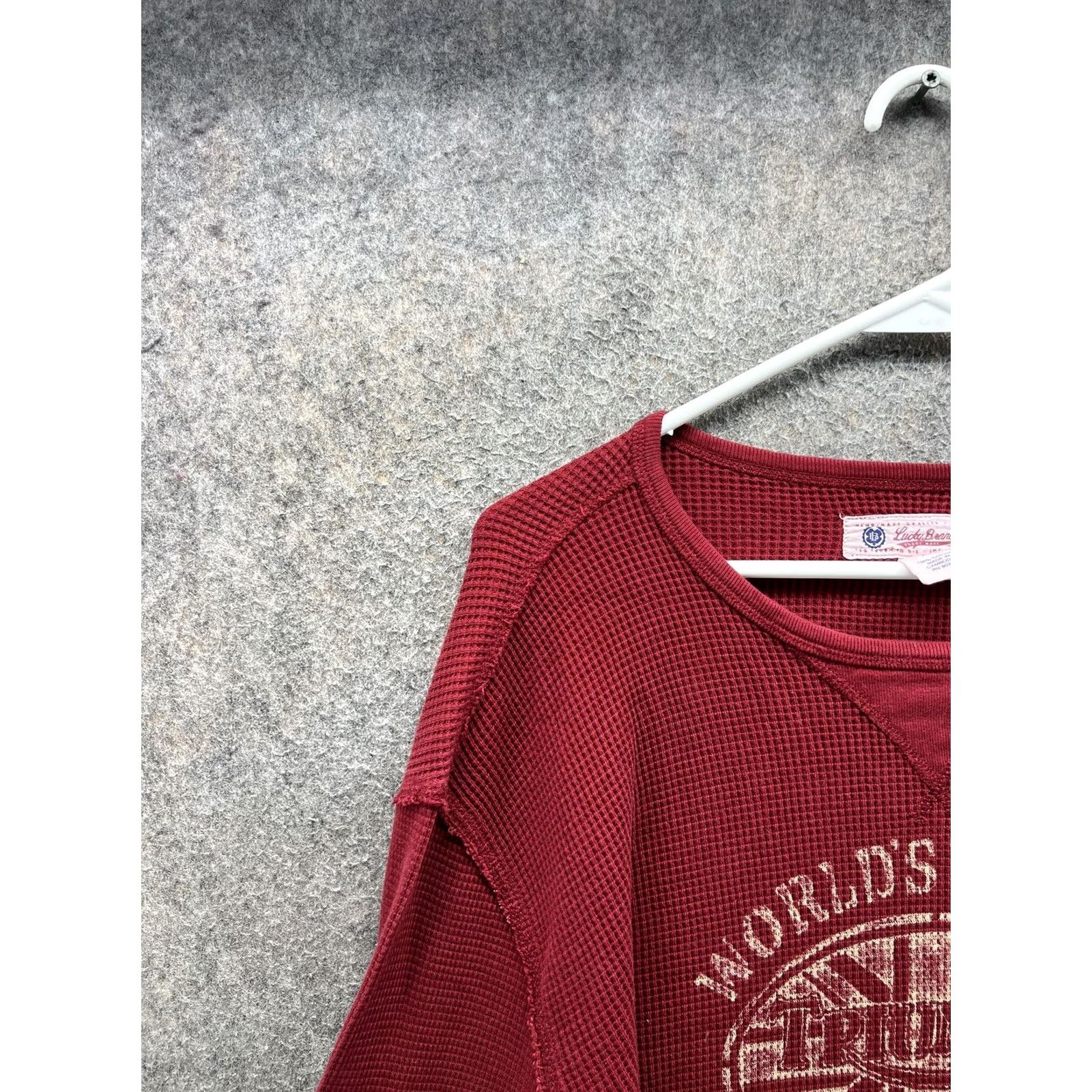 Lucky Brand Lucky Brand Shirt Mens 2XL Red Thermal Long Sleeve Tee Motorcycle Graphic Print Crew Neck Front Logo Holiday Winter Retro Vintage N/A Size US XXL / EU 58 / 5 - 6 Thumbnail