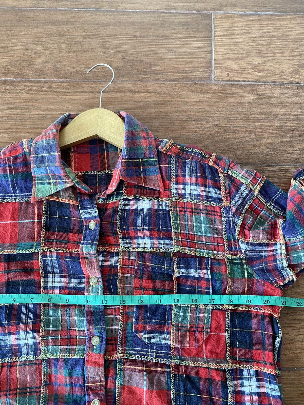Japanese Brand × Polo Ralph Lauren × Vintage VINTAGE JAPANESE PATCHWORK FLANNEL PLAID SHIRT Size US L / EU 52-54 / 3 - 8 Thumbnail