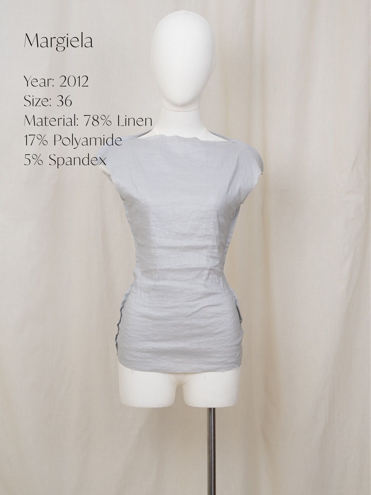Maison Margiela Margiela | SS2012 Gray Stretch Top Size XS / US 0-2 / IT 36-38 - 2 Thumbnail