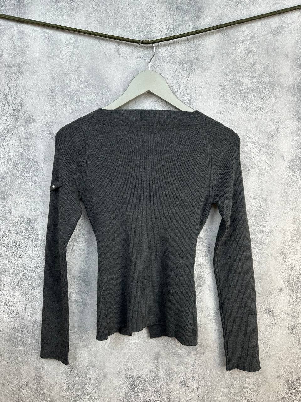 TWINSET Twin-Set Simona Barbieri Wool Ribbed Zip-Up Fitted Knit Top Size L / US 10 / IT 46 - 2 Thumbnail