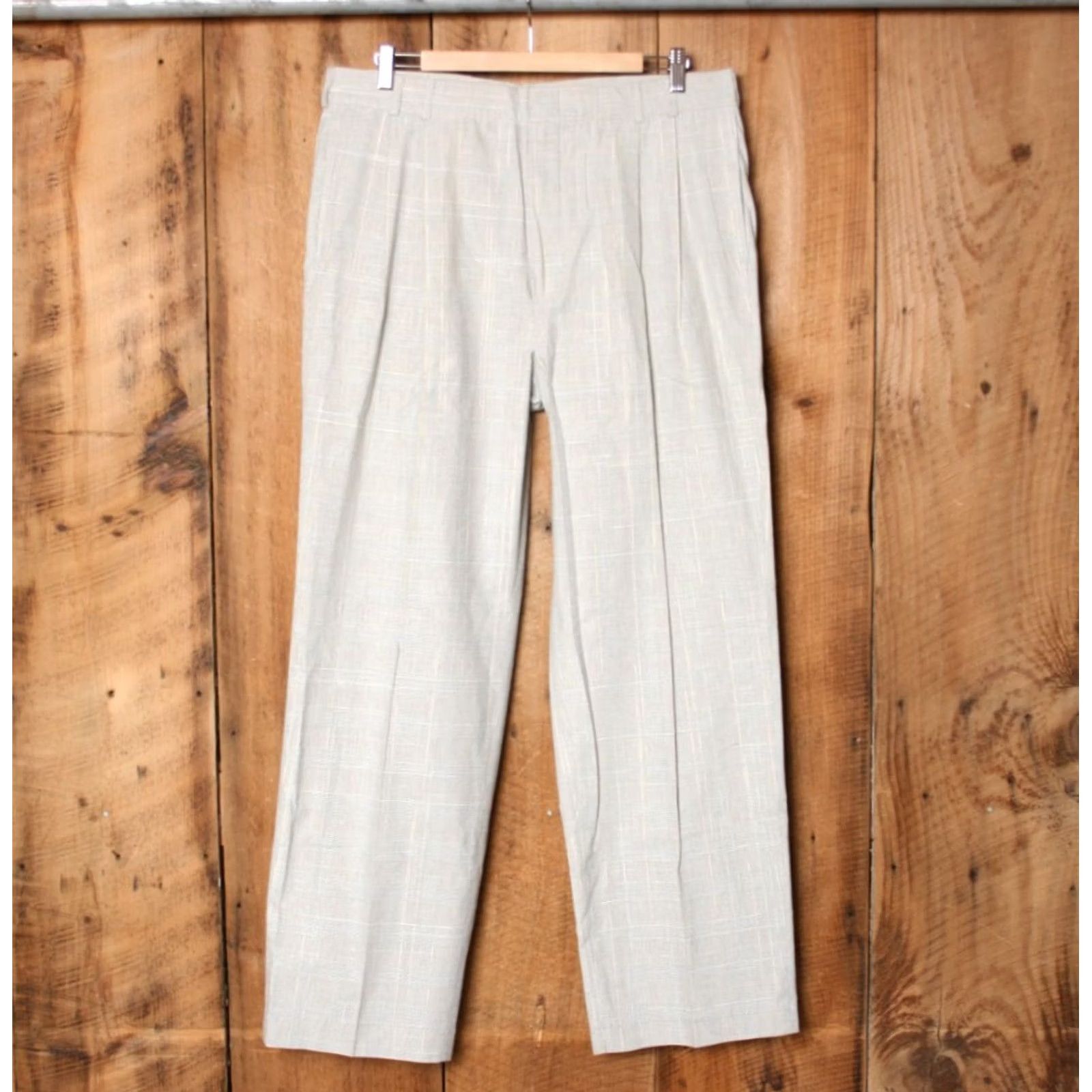 Vintage VINTAGE American Trouser Pants Mens Dress Pants Gray Blue Pink Houndstooth Plaid Cotton 36x32 Size 36 Inseam 31.25"} Size US 35 - 2 Thumbnail