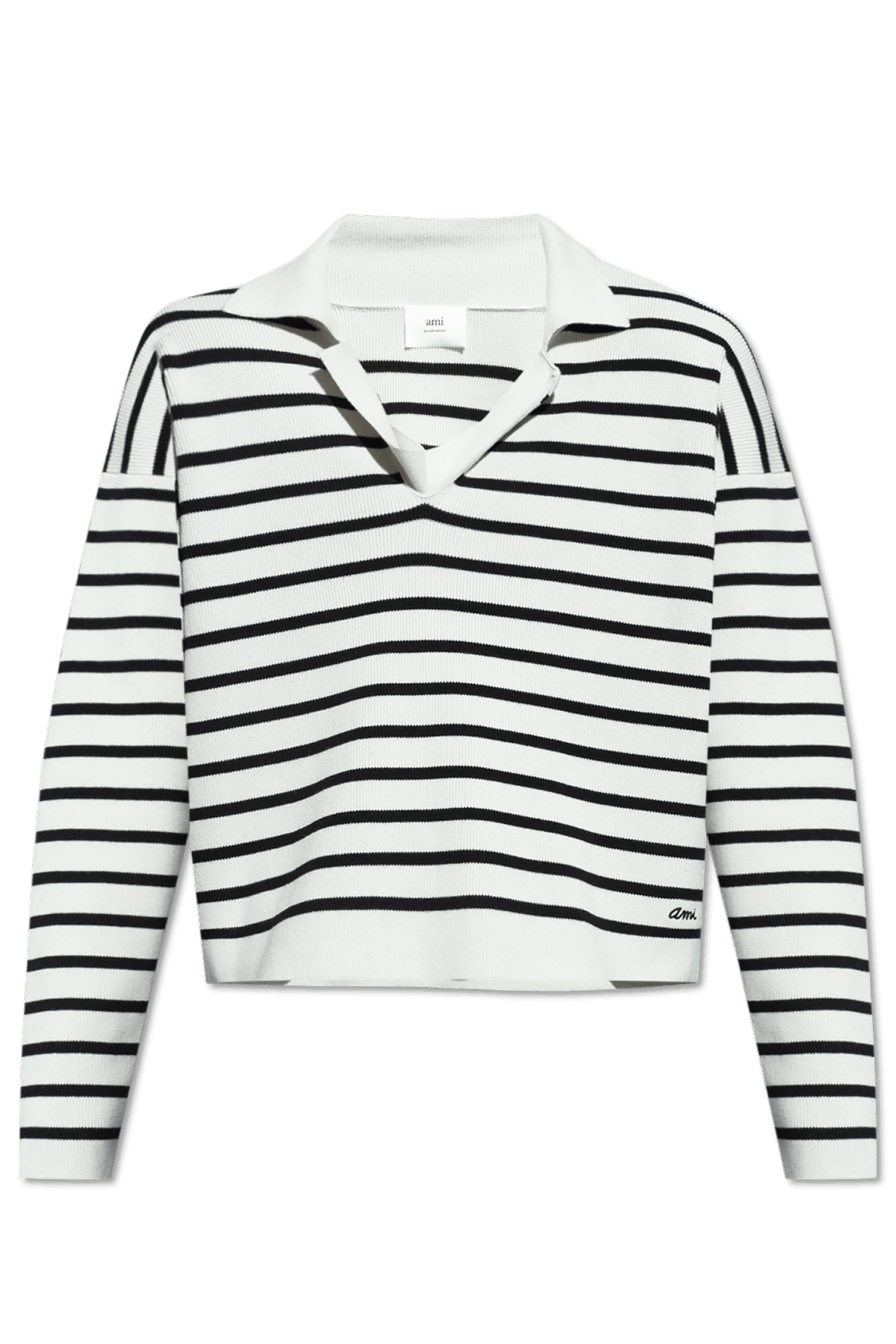 o1s22i1n0924 V-neck Magic Pullover in White Black