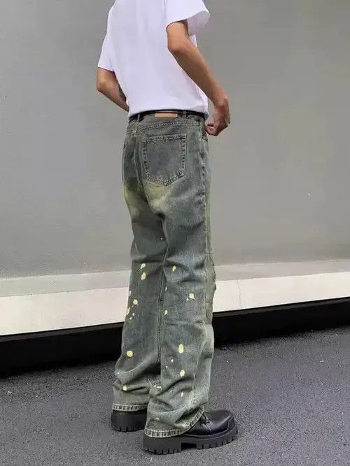Japanese Brand × Jean Retro nostalgic washed ripped jeans with splashes of ink Size US 32 / EU 48 - 3 Thumbnail