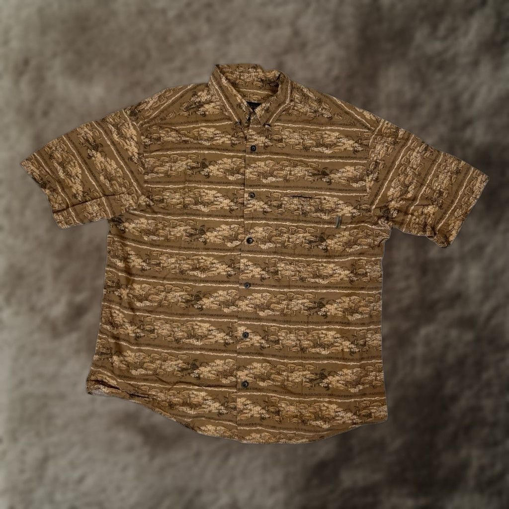 Vintage VINTAGE Woolrich Button-Up Shirt XL Short Sleeve Brown Fish All Over Print 90s Outdoor Retro Men Size US 36 / EU 52 - 1 Thumbnail