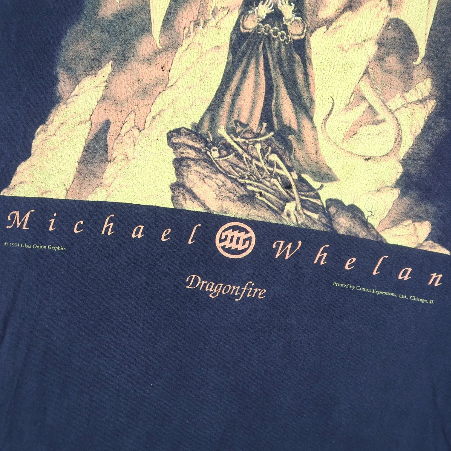 Fruit Of The Loom VINTAGE 90s Michael Whelan Graphic T-Shirt Black 2XL Science Fiction DragonFire Mens Size US XXL / EU 58 / 5 - 5 Thumbnail