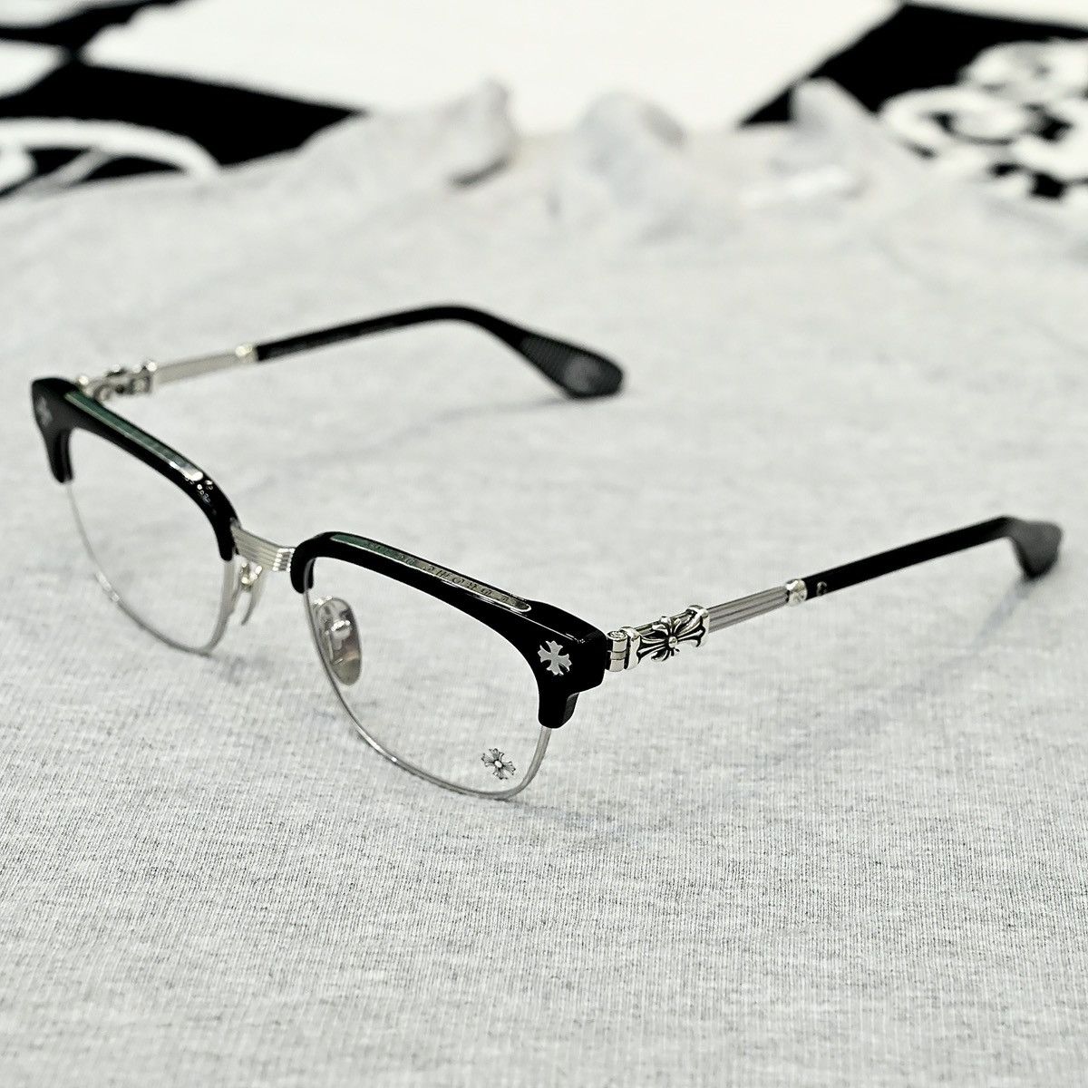 Chrome Hearts CHROME HEARTS BONENNOISSEUR II BLACK/BRUSHED SILVER GLASSES Size ONE SIZE - 2 Thumbnail