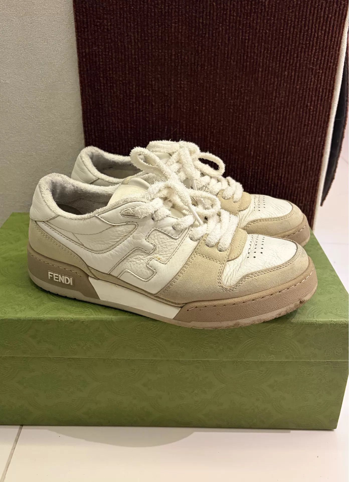 Fendi Fendi Match Leather Embossed Lace-Up Biscuit Shoe 38 Size US 7.5 / IT 37.5 - 1 Thumbnail