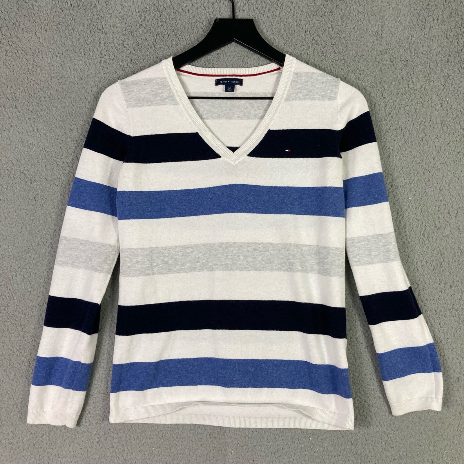 Tommy Hilfiger Tommy Hilfiger Women's Striped V-Neck Sweater Small Casual Size S / US 4 / IT 40 - 5 Thumbnail