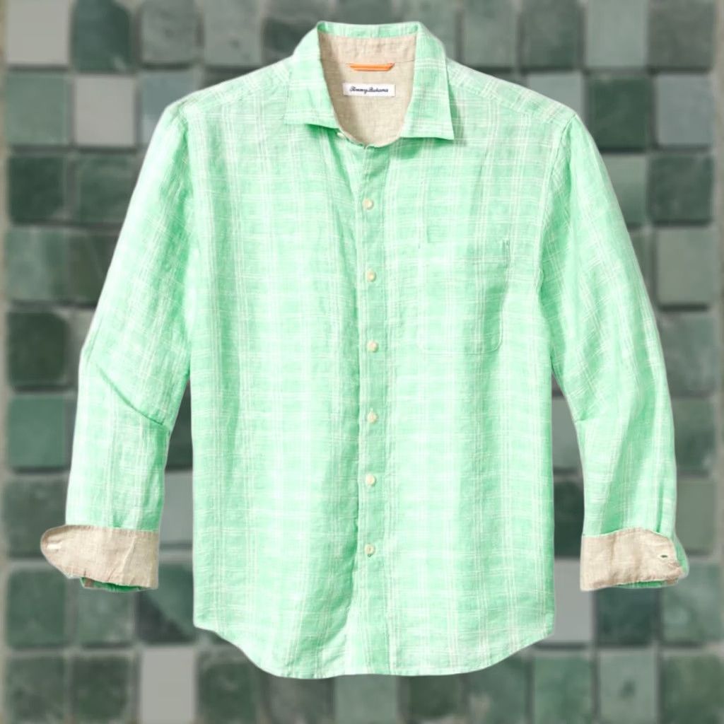 Tommy Bahama Tommy Bahama Ventana Shirt Men XL Bouquet Green 100% Linen Textured NWOT Shirt Mens XL Green Plaid Beach Casual 100% Linen Ventana Size US XL / EU 56 / 4 - 1 Thumbnail