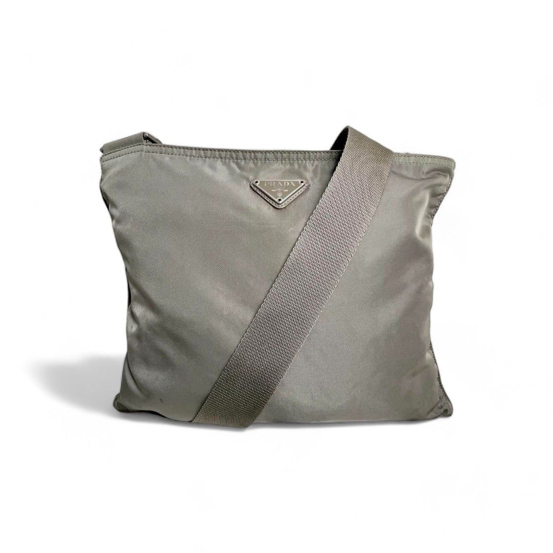 Prada- vintage nylon silver shoulder bag crossbody