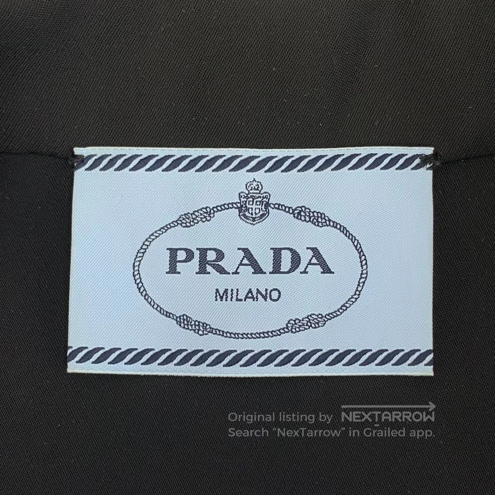 Prada Prada Black Triangle Logo Pleated Collar Semi-Zip Short Sl Size XS / US 0-2 / IT 36-38 - 7 Thumbnail