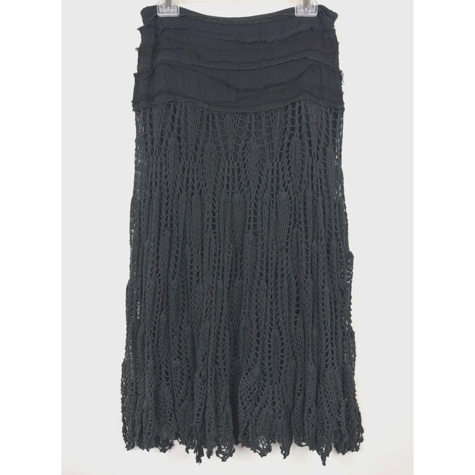 Vintage DIMRI Skirt Womens M Black Crochet Bohemian Hippie Festival Boho Short Casual Summer Spring Women Size 32" / US 10 / IT 46 - 2 Thumbnail