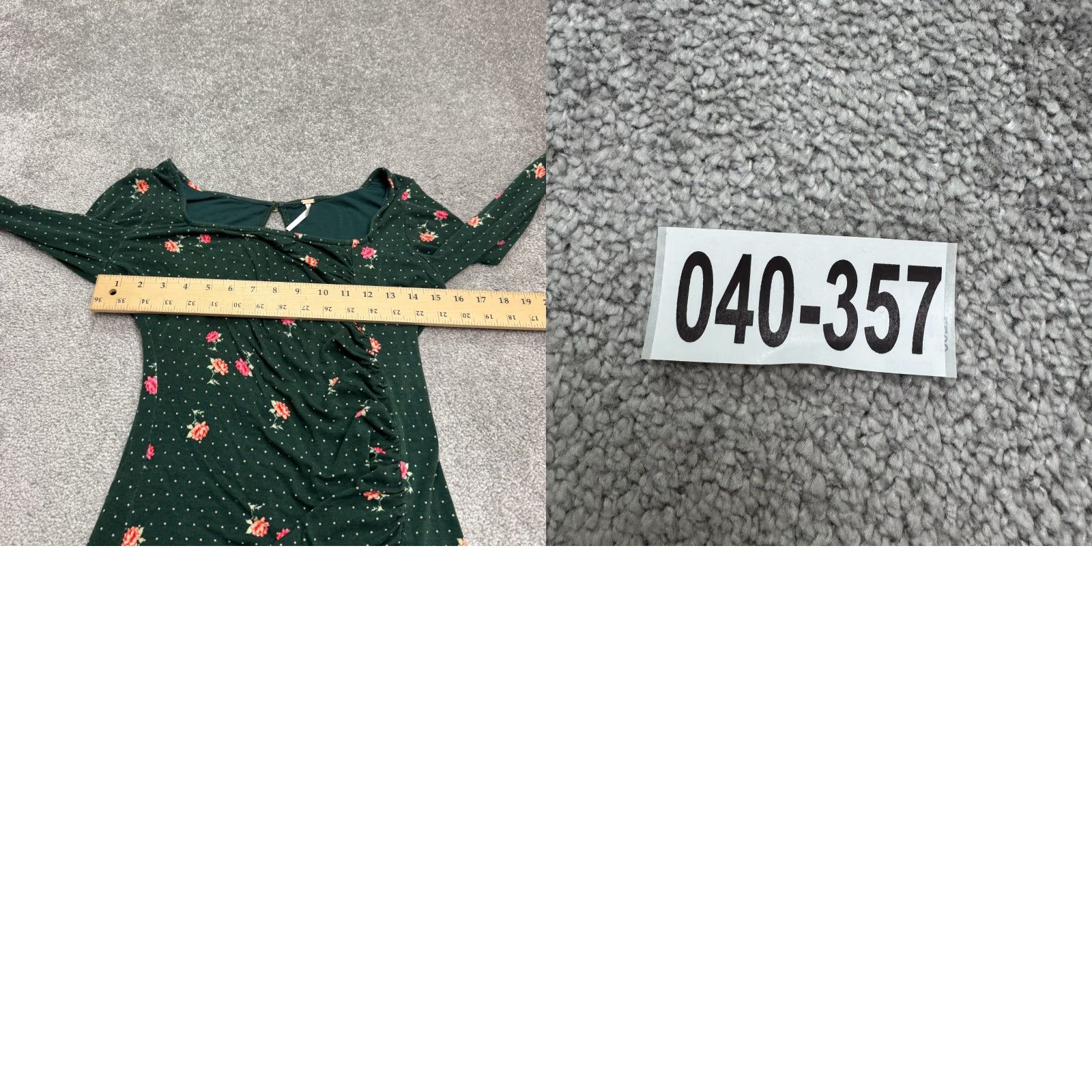Free People Free People Floral Polka Dot Ruched Long Sleeve Mini Dress Womens S Green Size S / US 4 / IT 40 - 9 Thumbnail