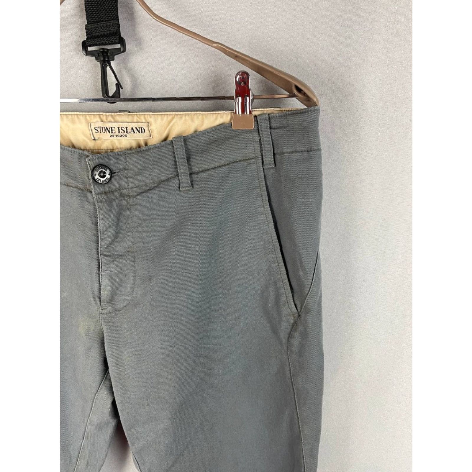 Stone Island Stone island Pants Casual Gray Cotton Polyamide Regular Straight Men's L Size 34 Inseam 31 in Front Flat Zip Pocket Logo Size US 33 - 6 Thumbnail