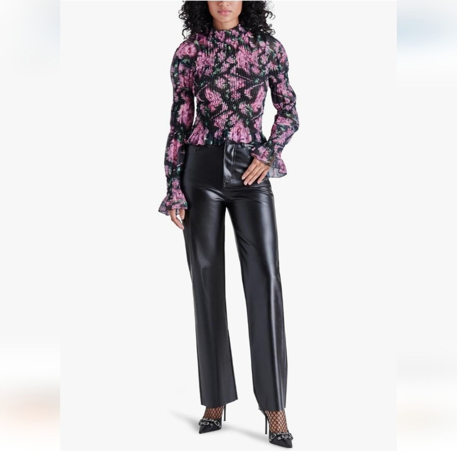 Steve Madden Steve Madden Loren High-Rise Faux-Leather Pants Sz 27 Black Size 27" / US 4 / IT 40 - 4 Thumbnail