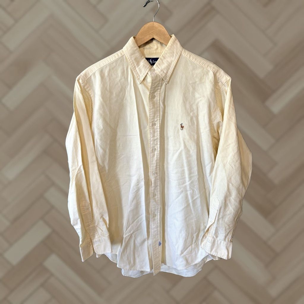 Polo Ralph Lauren Polo Ralph Lauren Mens Button-Up Striped Long Sleeve Shirt 16 34 Yellow Size US L / EU 52-54 / 3 - 1 Thumbnail