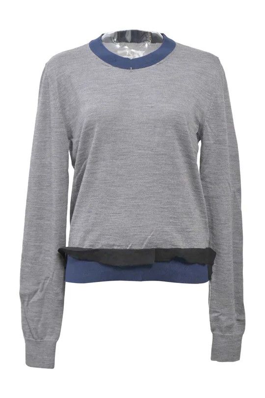Maison Margiela o1y0625 Crewneck Sweater in Gray/Navy Blue Size M / US 6-8 / IT 42-44 - 1 Thumbnail