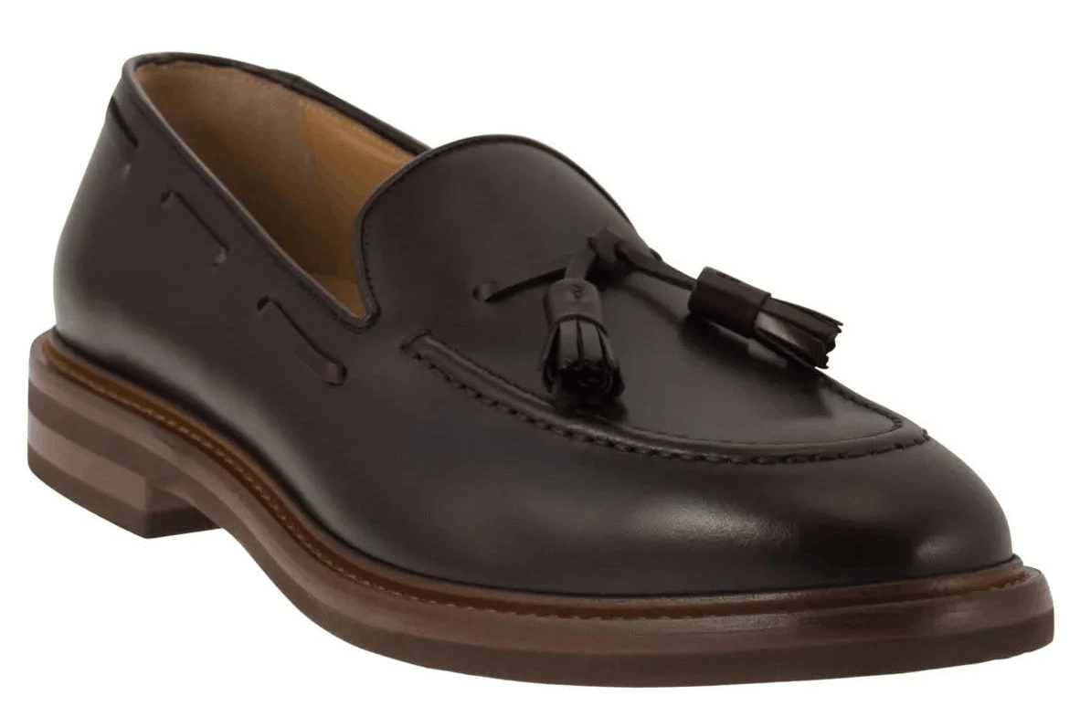 Brunello Cucinelli Brunello Cucinelli Mens Leather Tassle Loafers in Burgundy Size US 6 / EU 39 - 2 Thumbnail