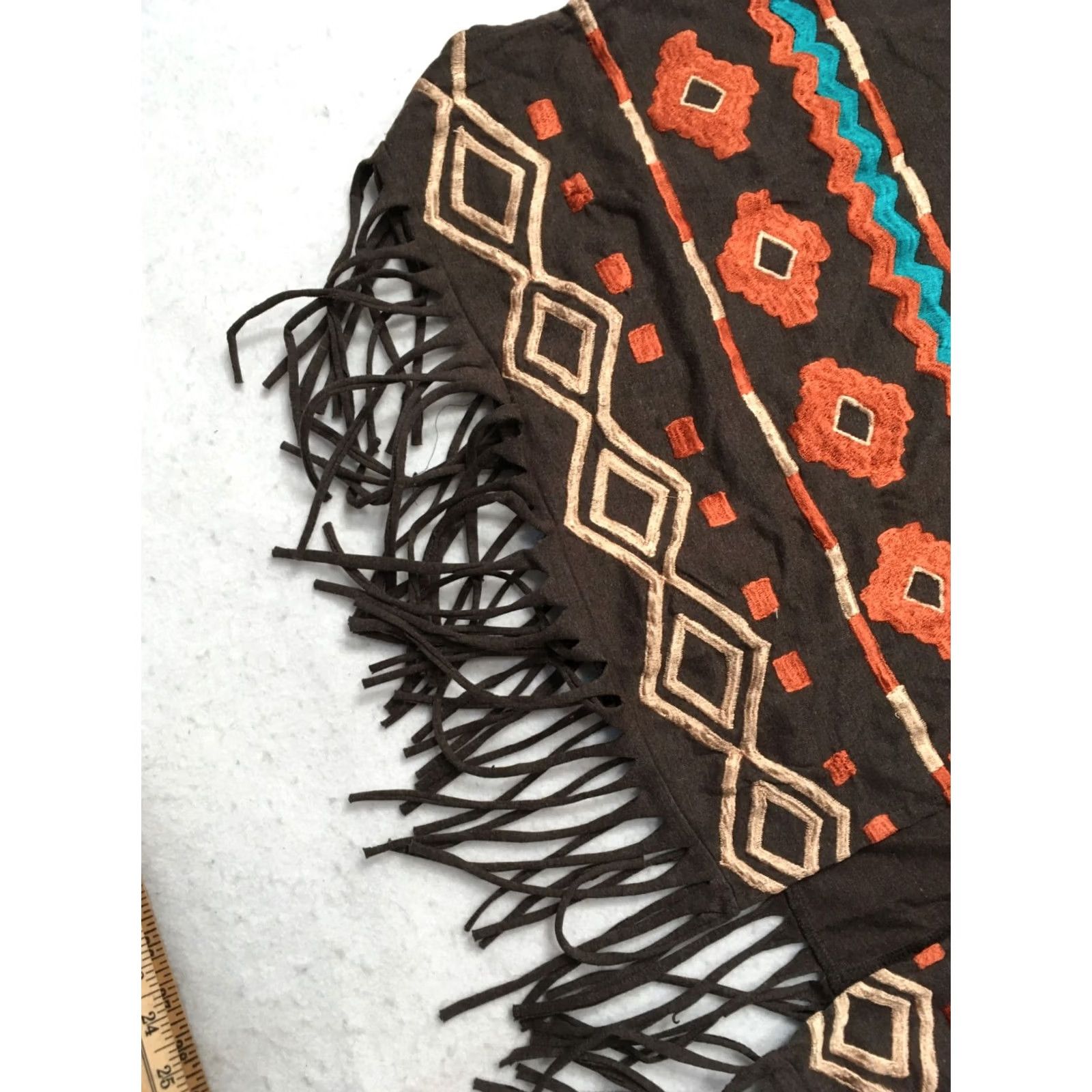 Native Sally Women's Long Sleeve Native Shawl Collar Fringed Bohemian Multicolor Knit Sweater L Regular Womens Clothing Accessories Size L / US 10 / IT 46 - 3 Thumbnail