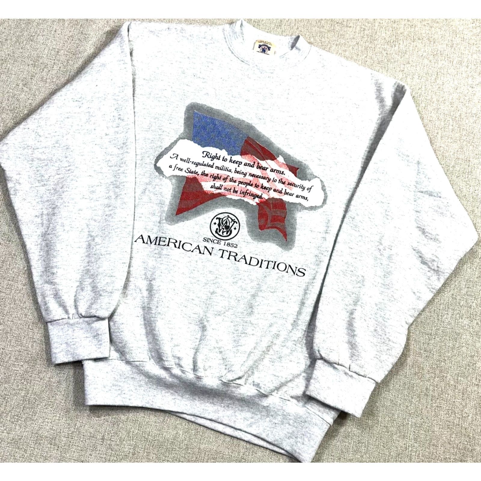 Vintage VINTAGE Smith & Wesson Mens XL USA Made Second Amendment Sweatshirt Size US XL / EU 56 / 4 - 2 Thumbnail