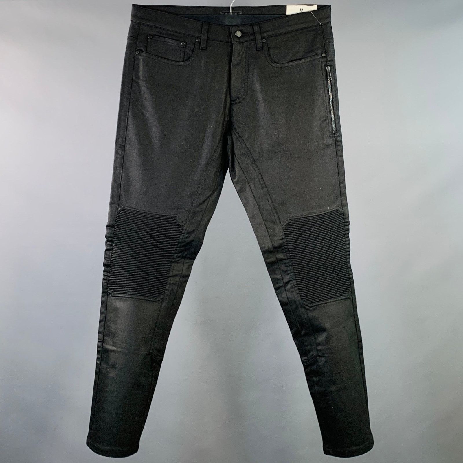 Belstaff BELSTAFF Black Twill Cotton Straight Zip Fly Biker Jeans Size US 34 / EU 50 - 1 Thumbnail