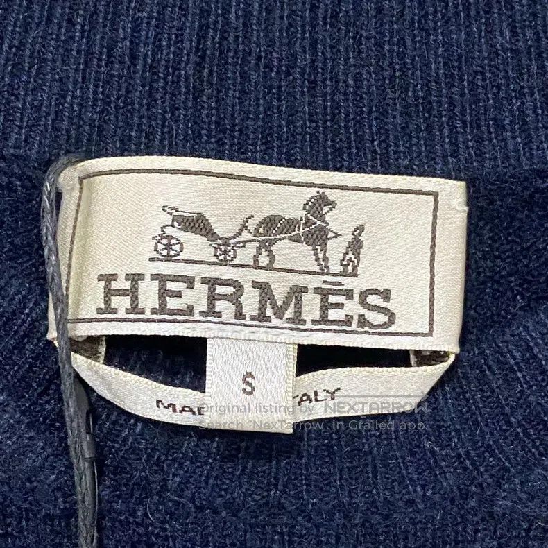 Hermes Hermes Dark Blue Double-layer Ribbed Collar Cashmere Sweat Size S / US 4 / IT 40 - 5 Thumbnail