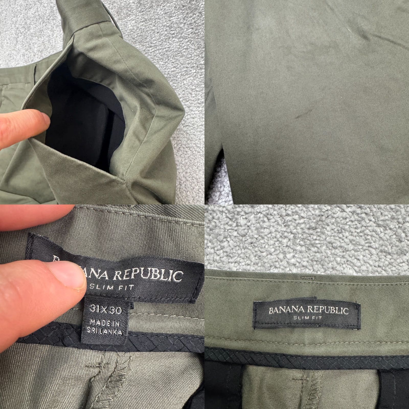 Banana Republic Banana Republic Slim Fit Chino Pants Mens 31x30 Olie Green Flat Front Classic Size US 31 - 8 Thumbnail