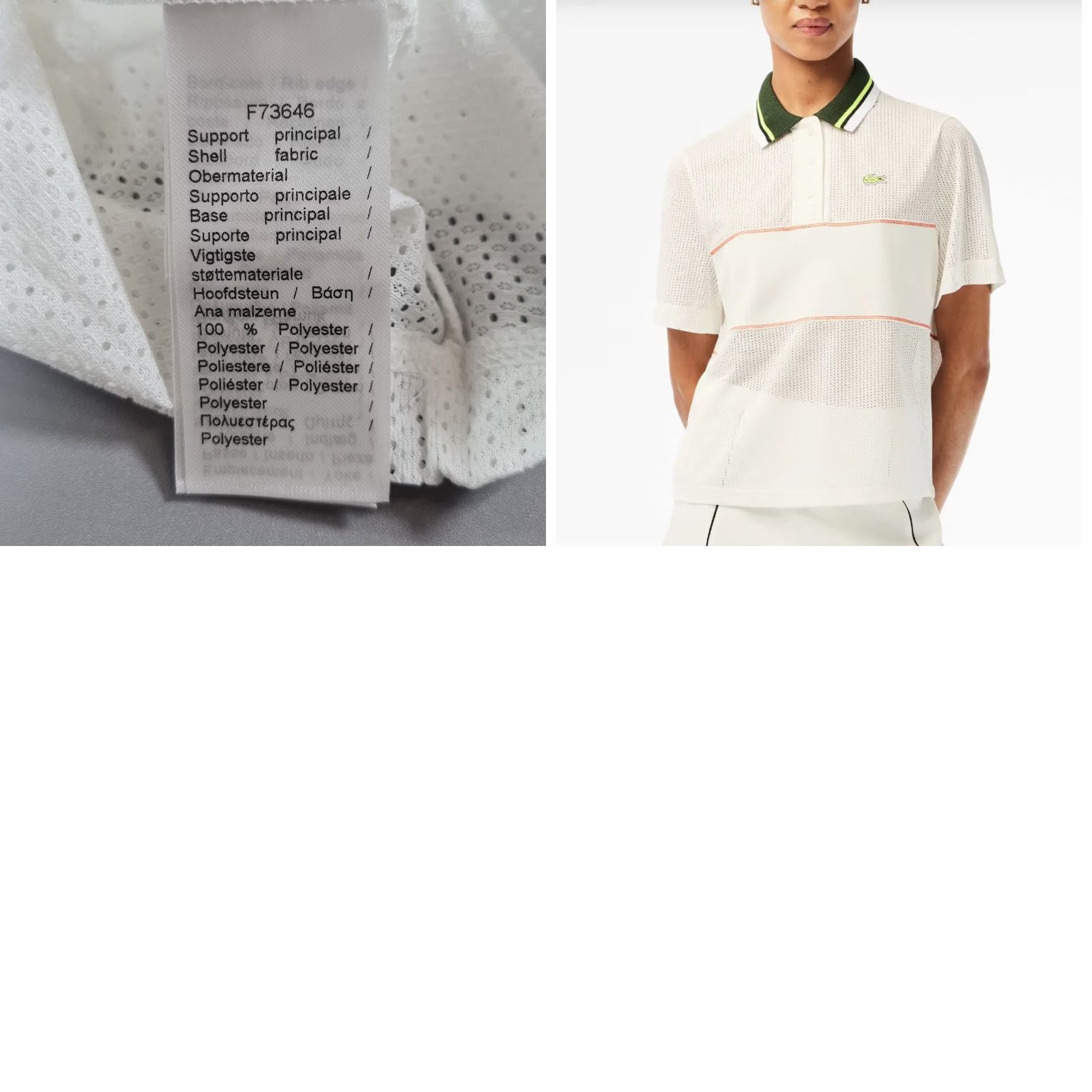 Lacoste Lacoste Polo Shirt Womens White 44 Slim Short Sleeve Collared Knit 100% Polyester Machine Washable PF5627 Size M / US 6-8 / IT 42-44 - 8 Thumbnail