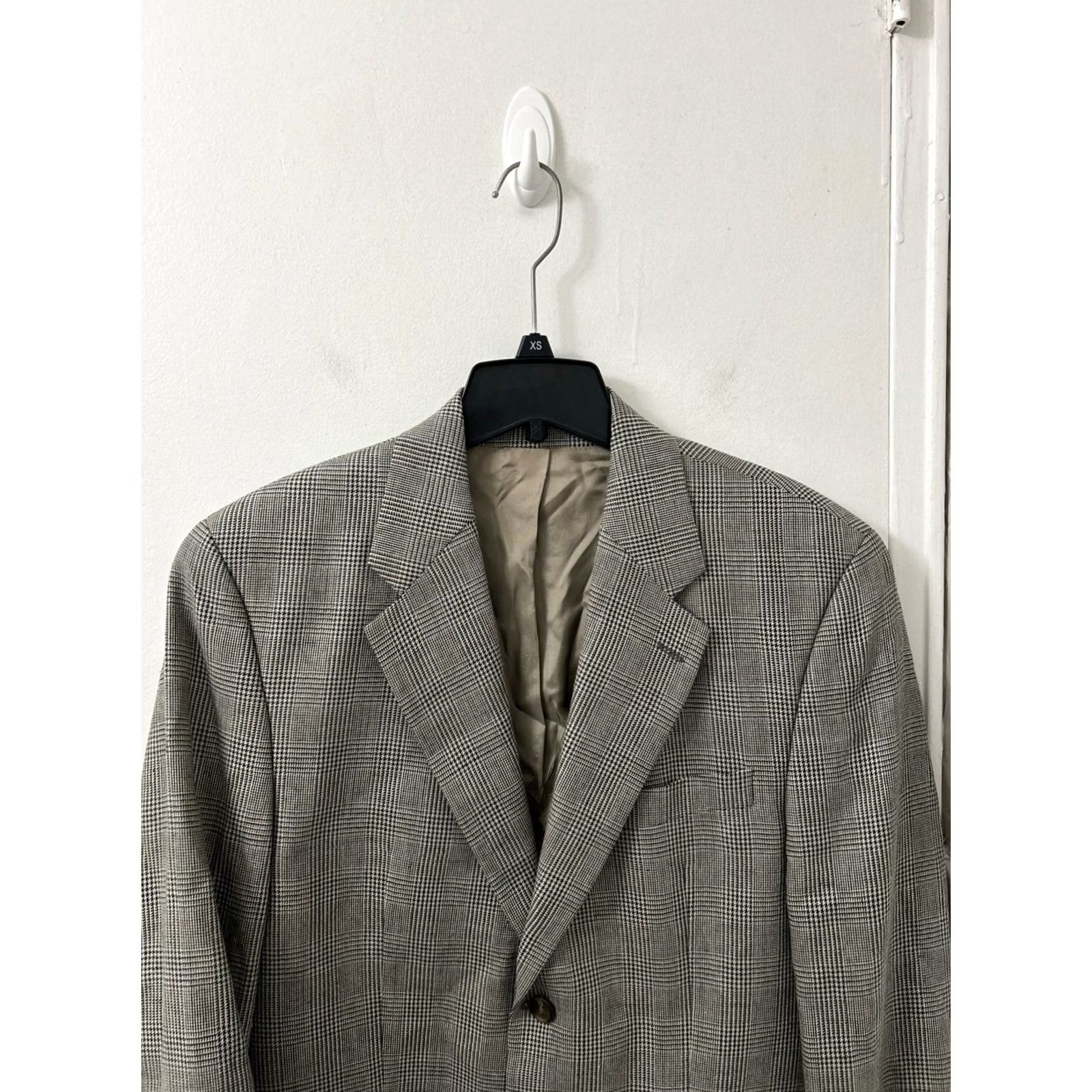 Ralph Lauren VINTAGE? No — Ralph Lauren Blazer Mens 44 Gray Silk Linen Wool Houndstooth Jacket Sport Coat Photo? Size 44R - 2 Thumbnail